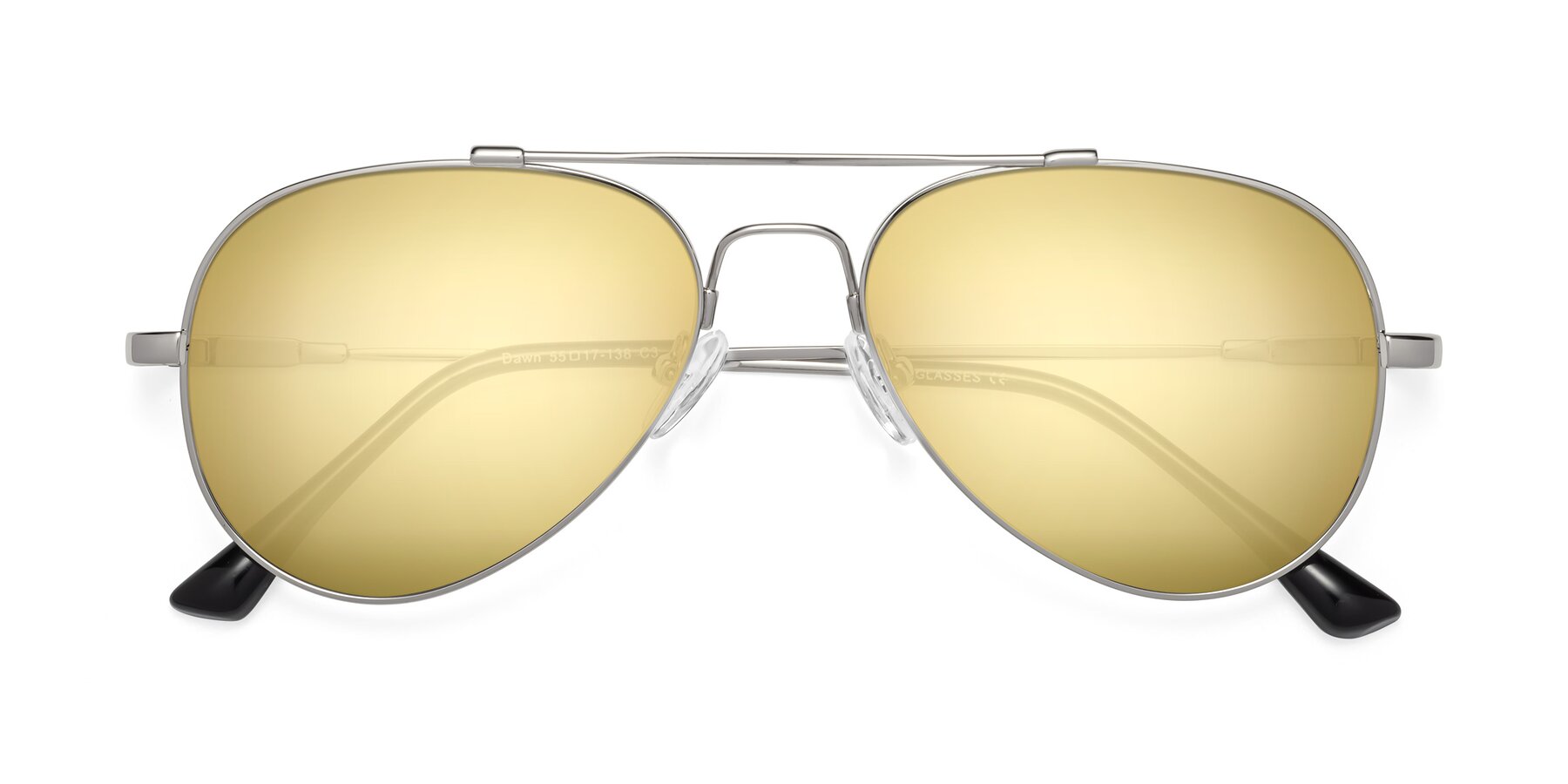 Folded Front of Dawn in Silver with Gold Mirrored Lenses
