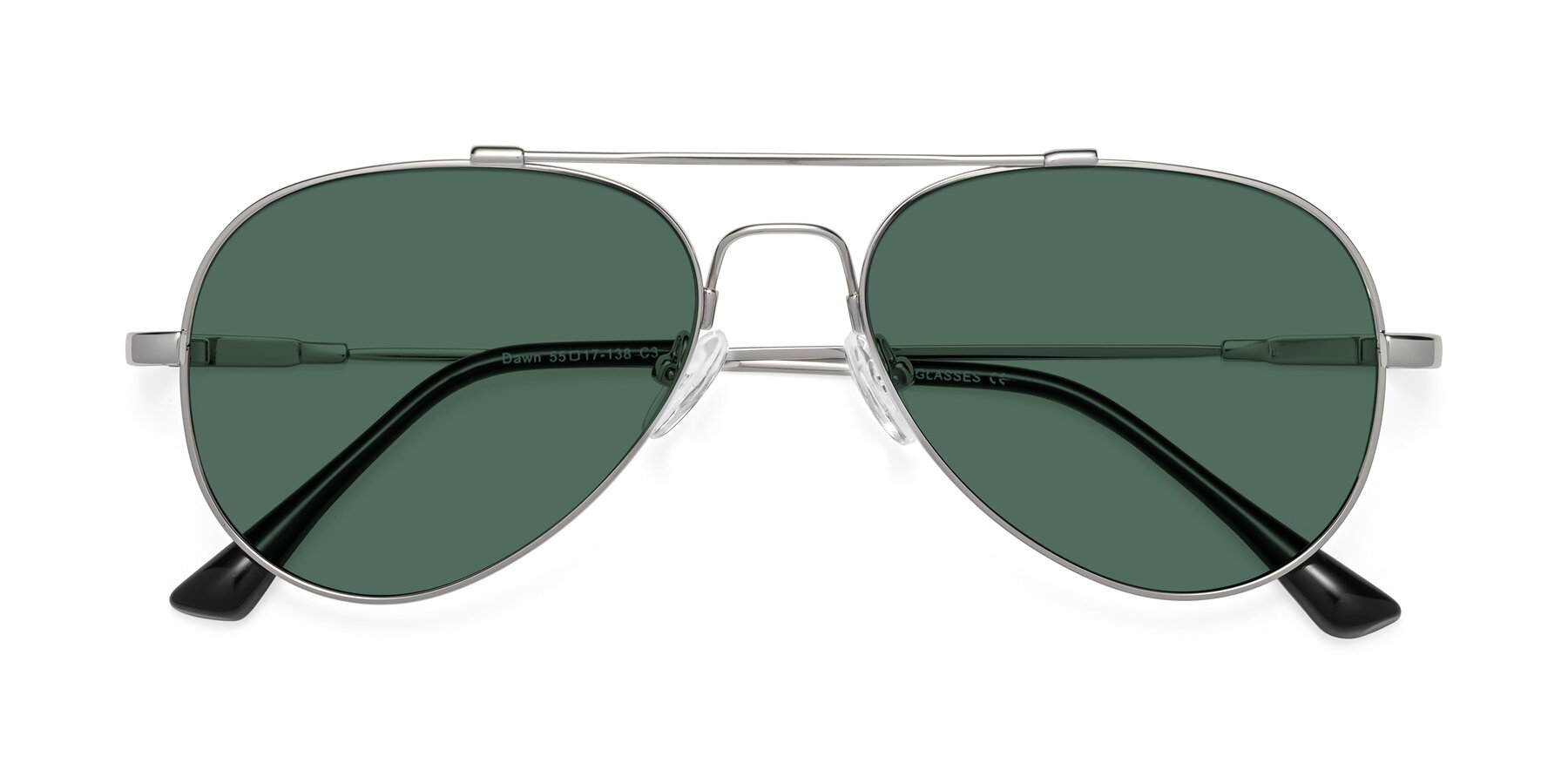 Folded Front of Dawn in Silver with Green Polarized Lenses