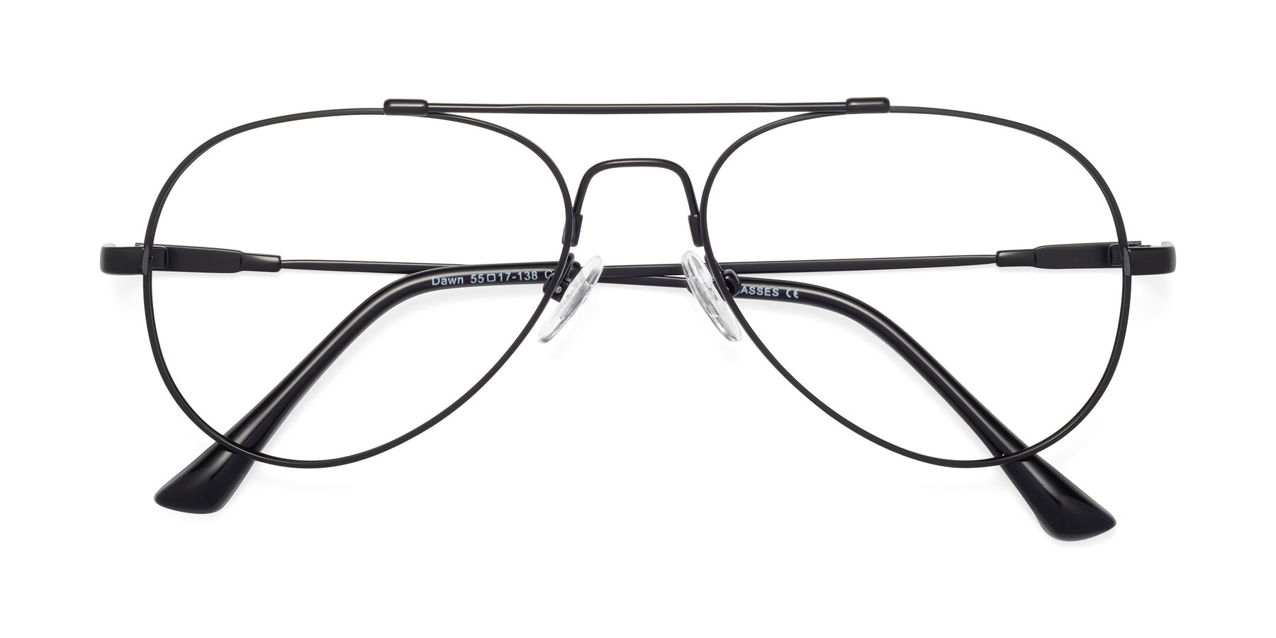 Folded Front of Dawn in Black with Clear Eyeglass Lenses