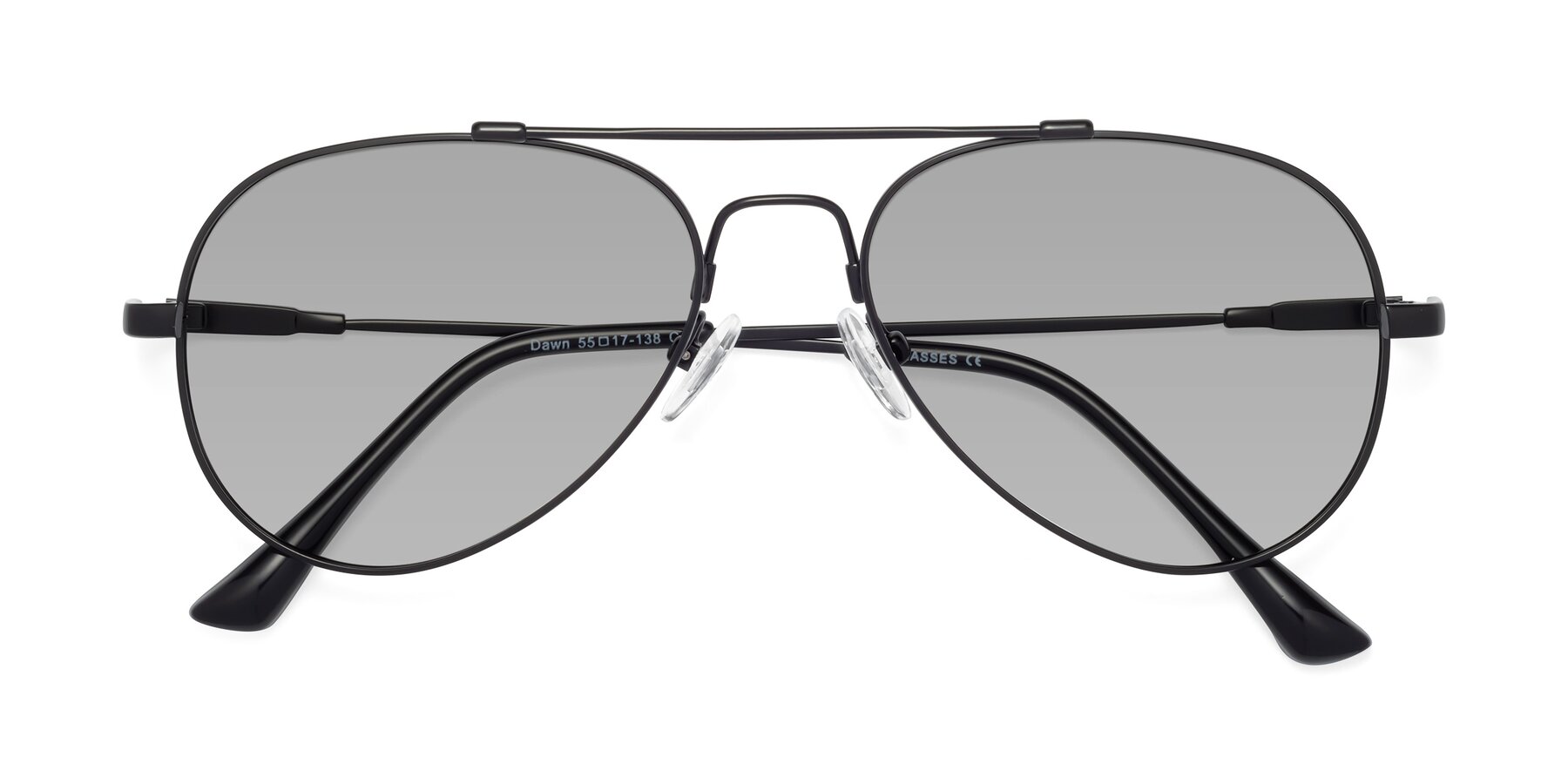 Folded Front of Dawn in Black with Light Gray Tinted Lenses
