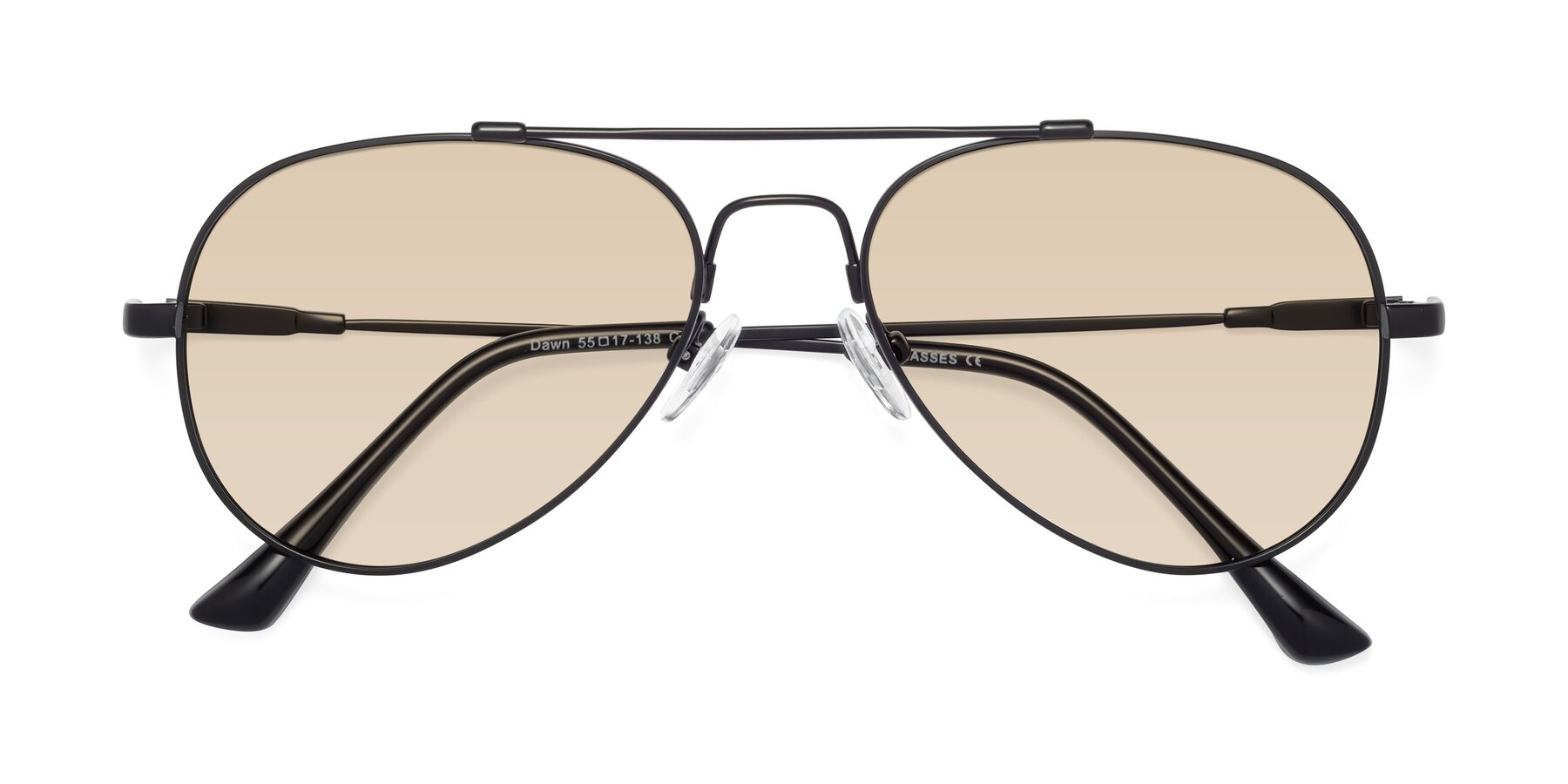 Folded Front of Dawn in Black with Light Brown Tinted Lenses