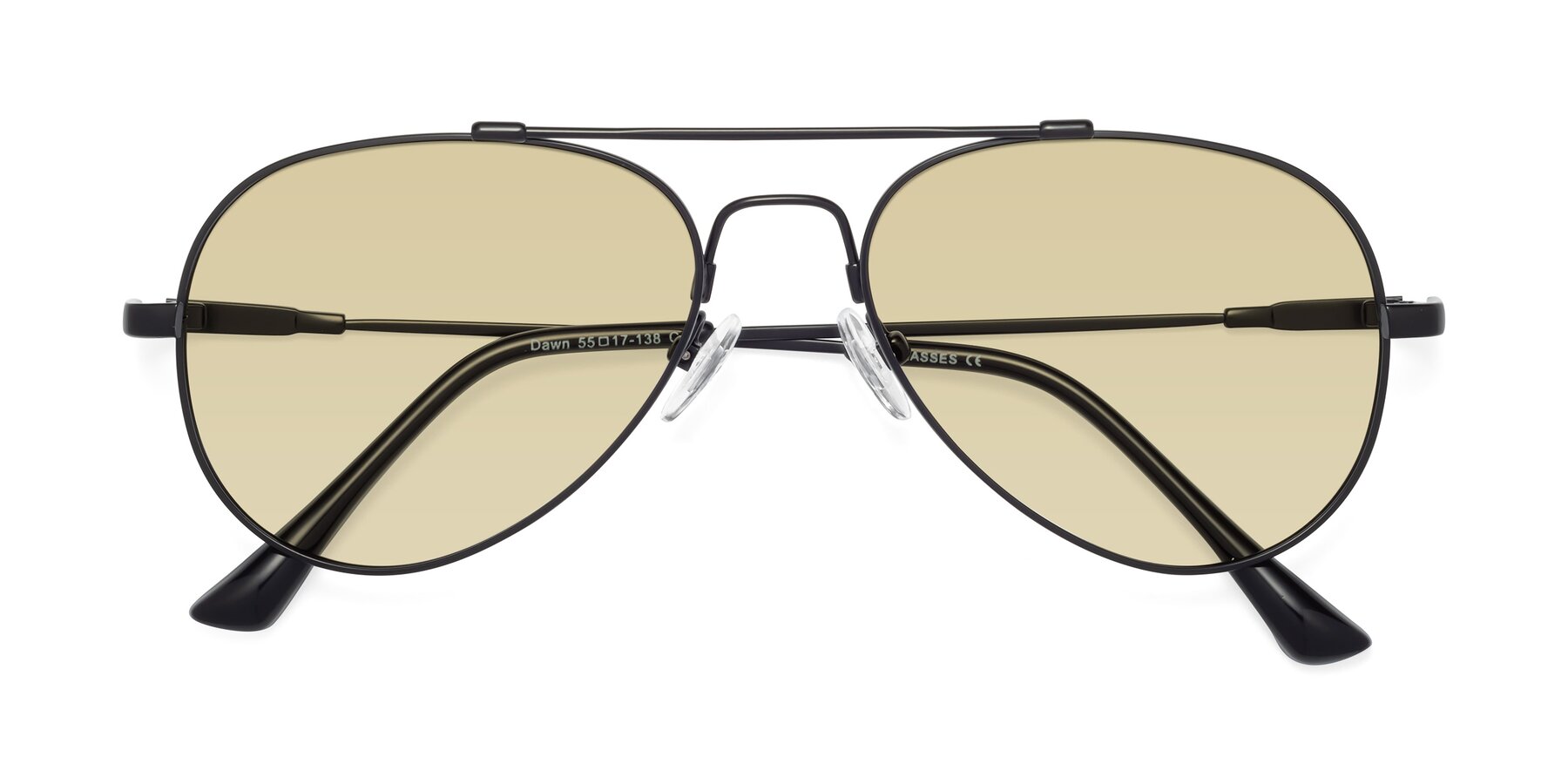 Folded Front of Dawn in Black with Light Champagne Tinted Lenses