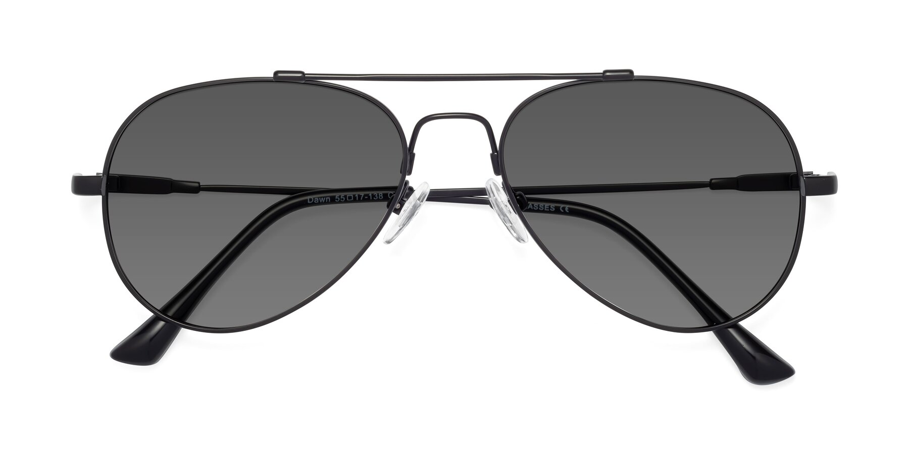Folded Front of Dawn in Black with Medium Gray Tinted Lenses