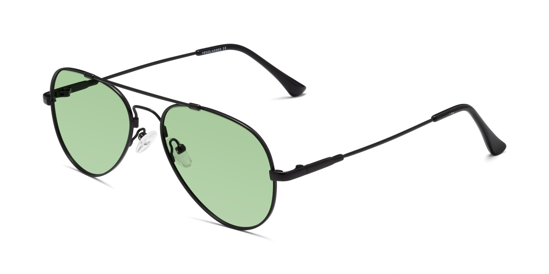 Angle of Dawn in Black with Medium Green Tinted Lenses