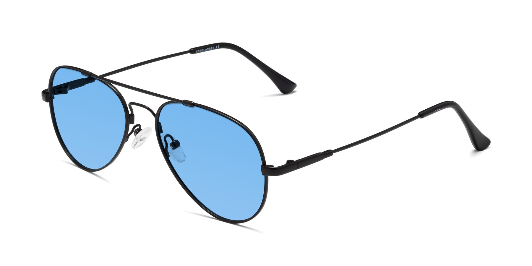 Angle of Dawn in Black with Medium Blue Tinted Lenses