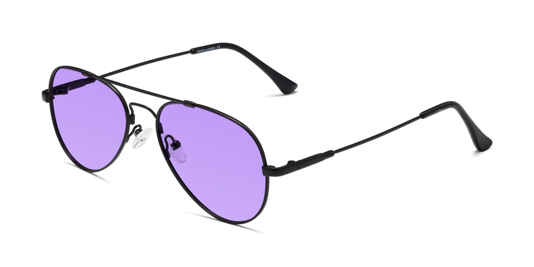 Angle of Dawn in Black with Medium Purple Tinted Lenses