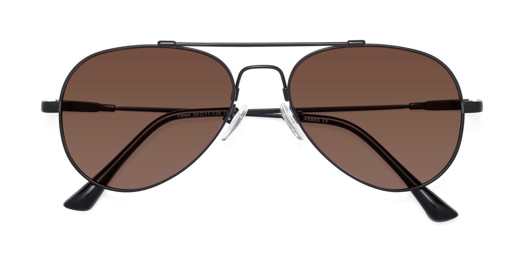 Folded Front of Dawn in Black with Brown Tinted Lenses