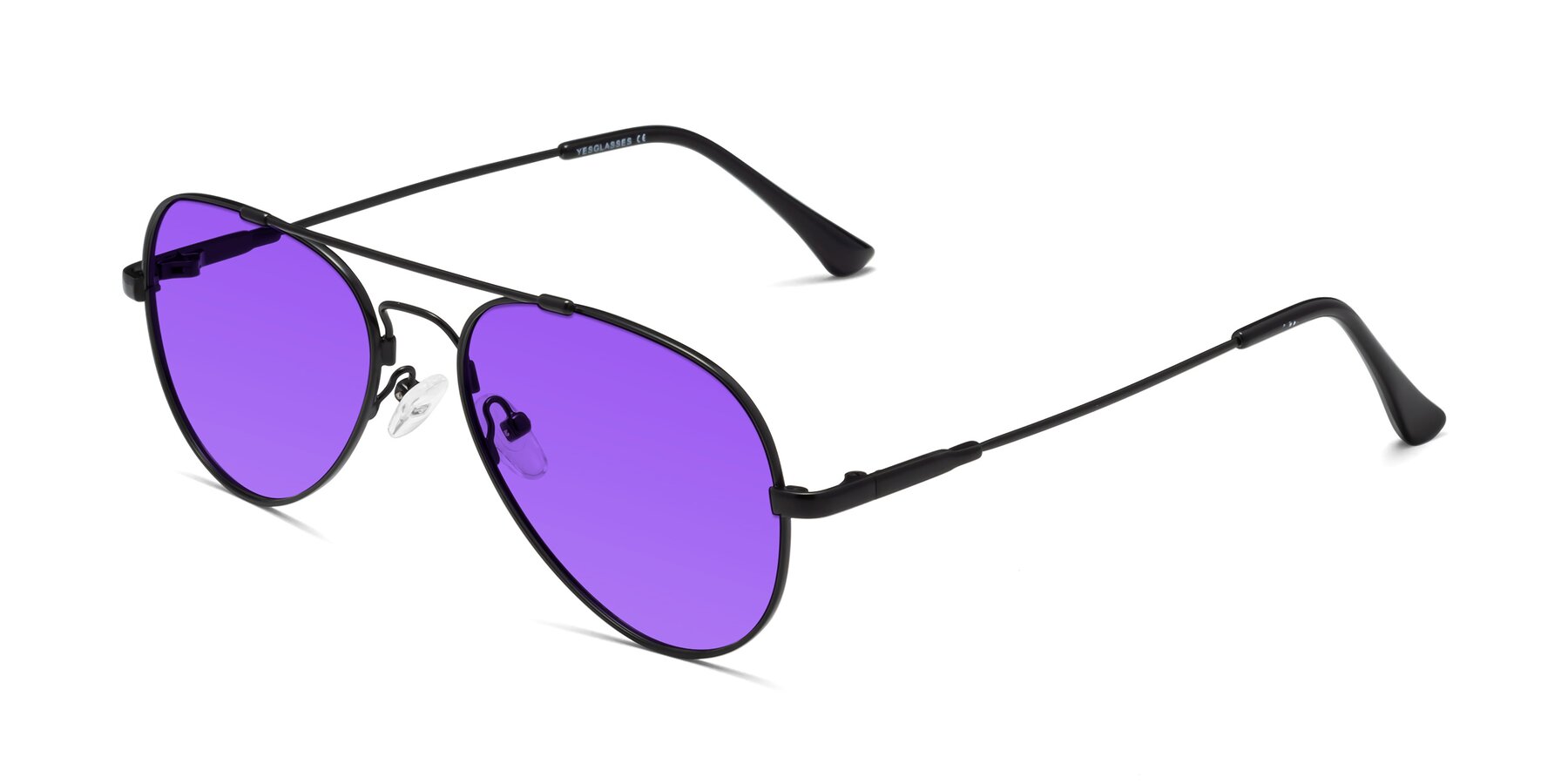 Angle of Dawn in Black with Purple Tinted Lenses