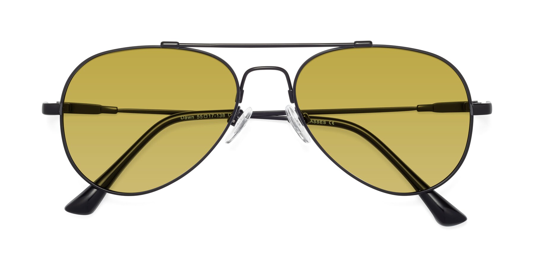 Folded Front of Dawn in Black with Champagne Tinted Lenses