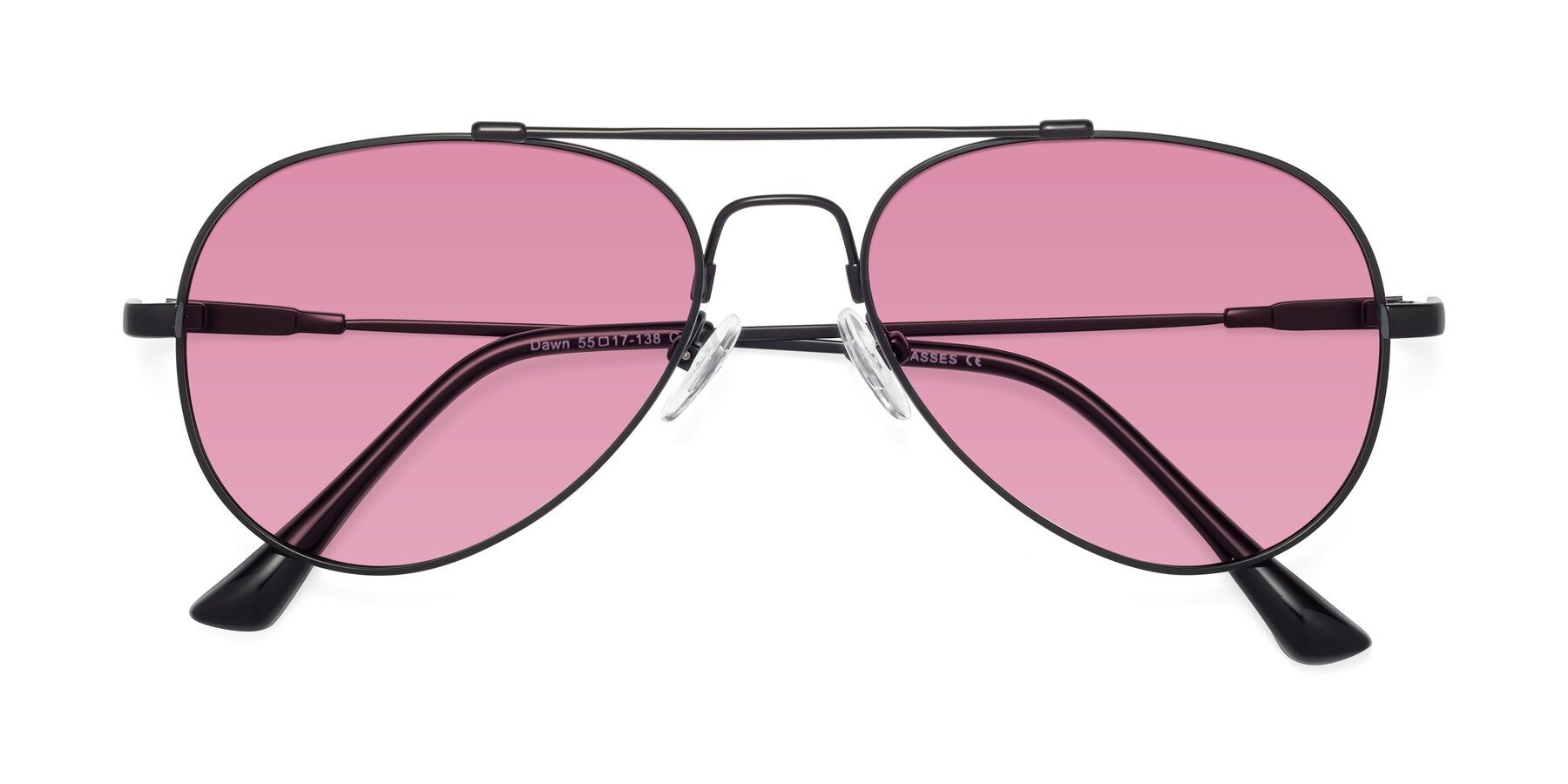 Folded Front of Dawn in Black with Medium Wine Tinted Lenses