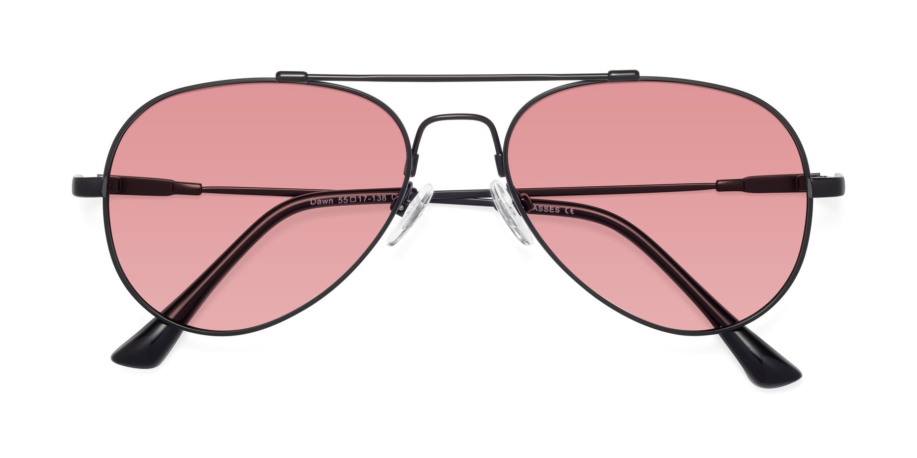 Folded Front of Dawn in Black with Medium Garnet Tinted Lenses