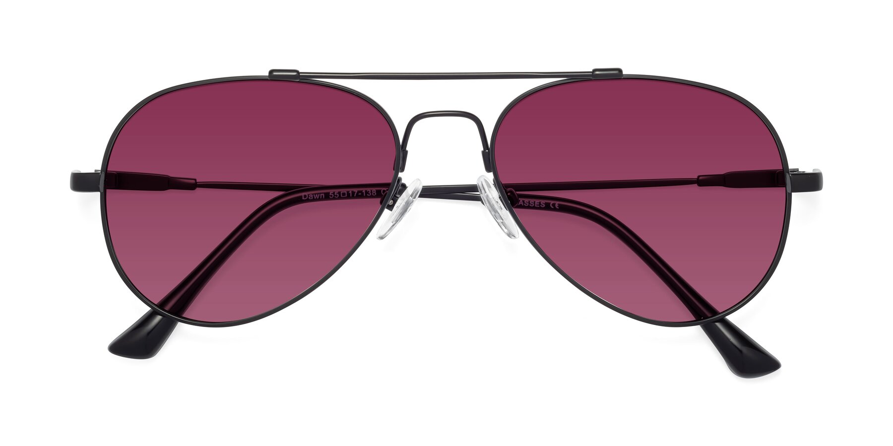 Folded Front of Dawn in Black with Wine Tinted Lenses