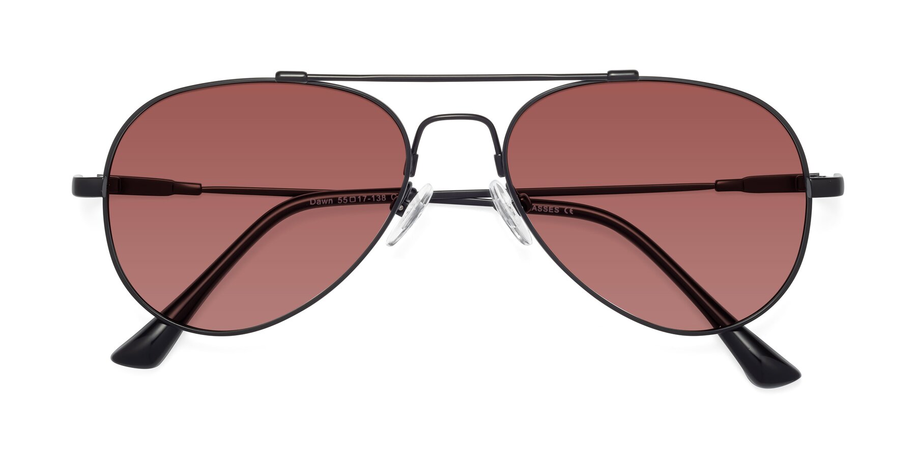 Folded Front of Dawn in Black with Garnet Tinted Lenses