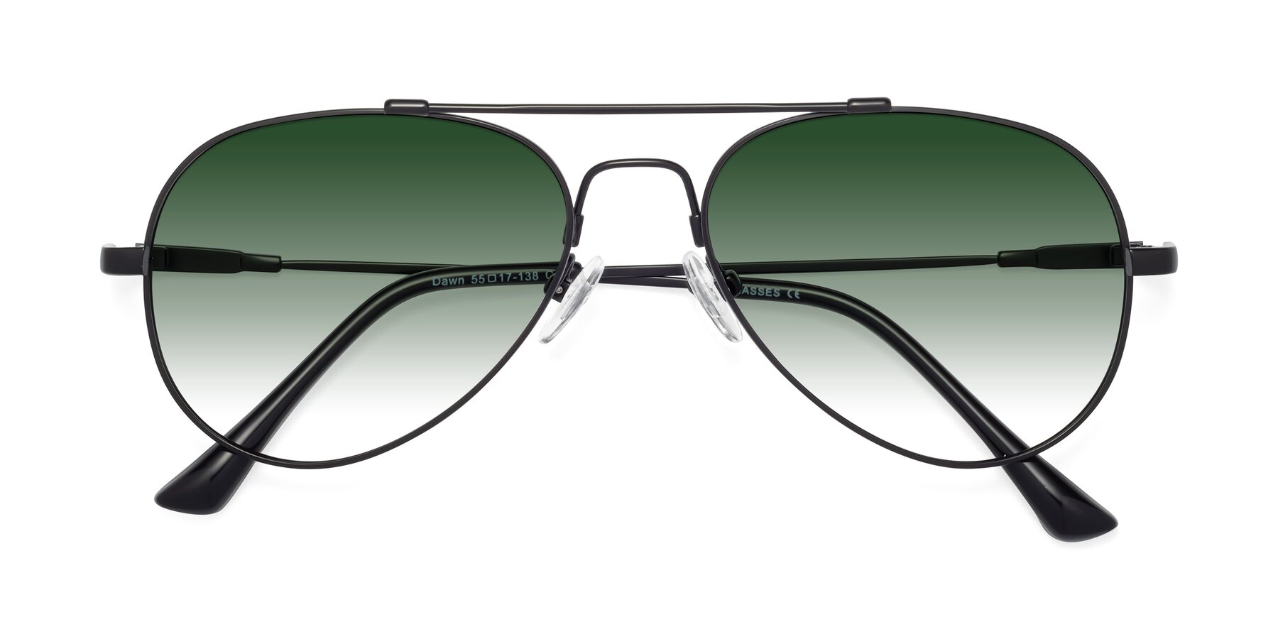Folded Front of Dawn in Black with Green Gradient Lenses