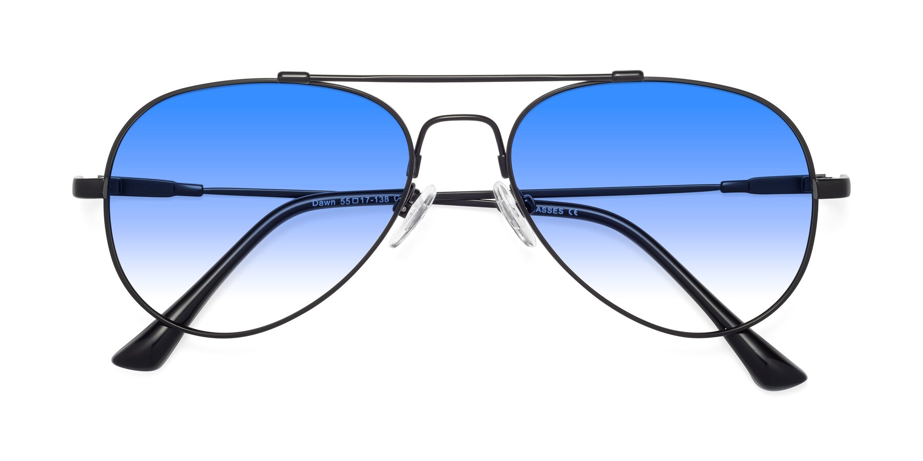 Folded Front of Dawn in Black with Blue Gradient Lenses