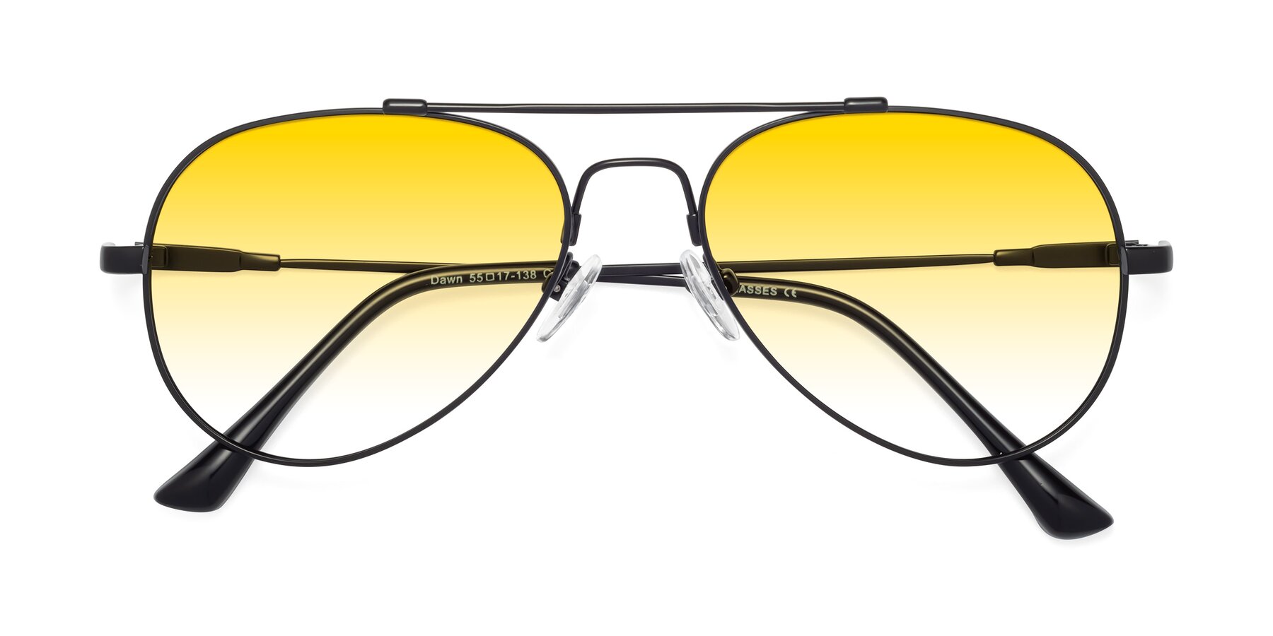 Folded Front of Dawn in Black with Yellow Gradient Lenses