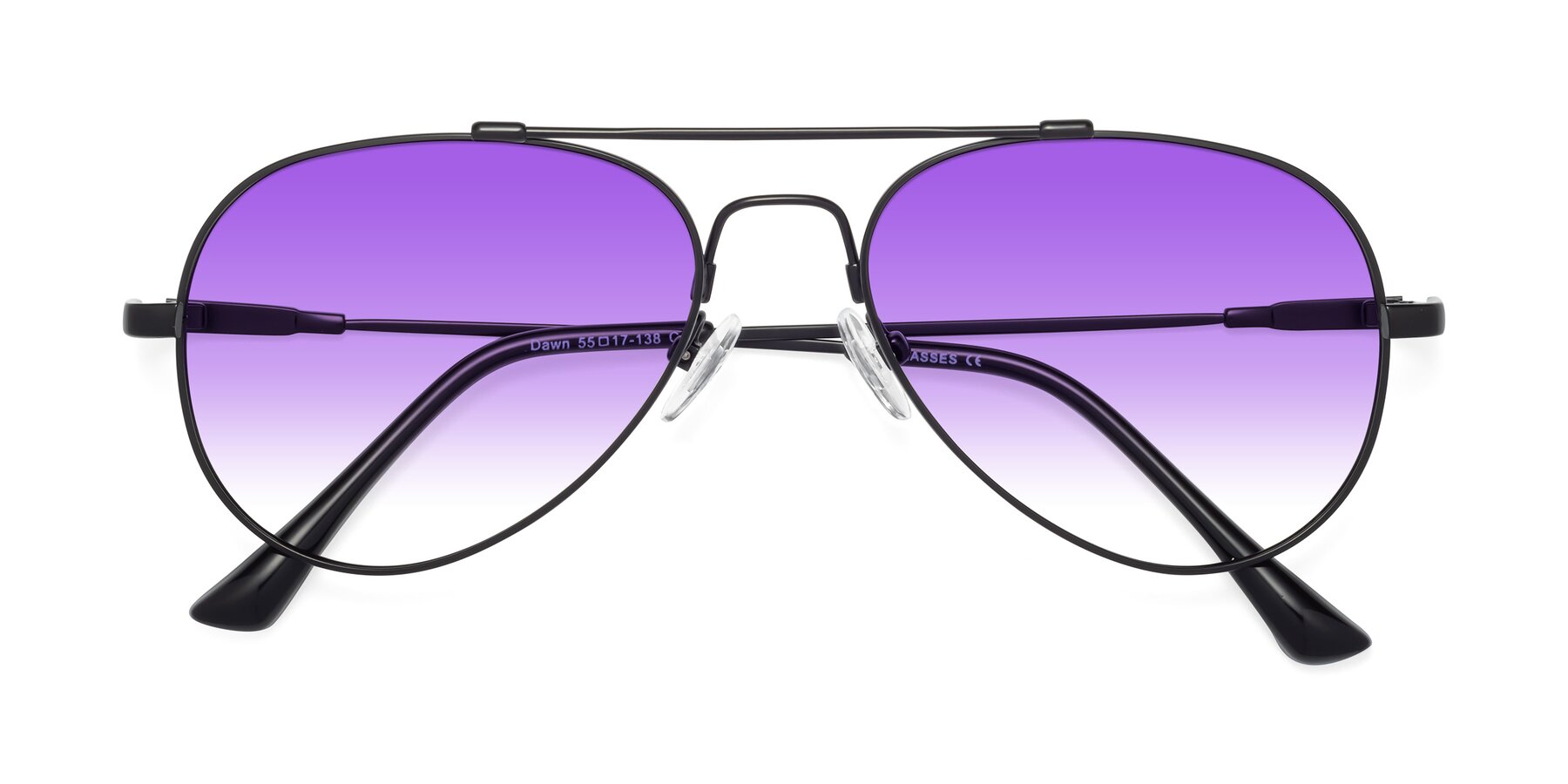 Folded Front of Dawn in Black with Purple Gradient Lenses