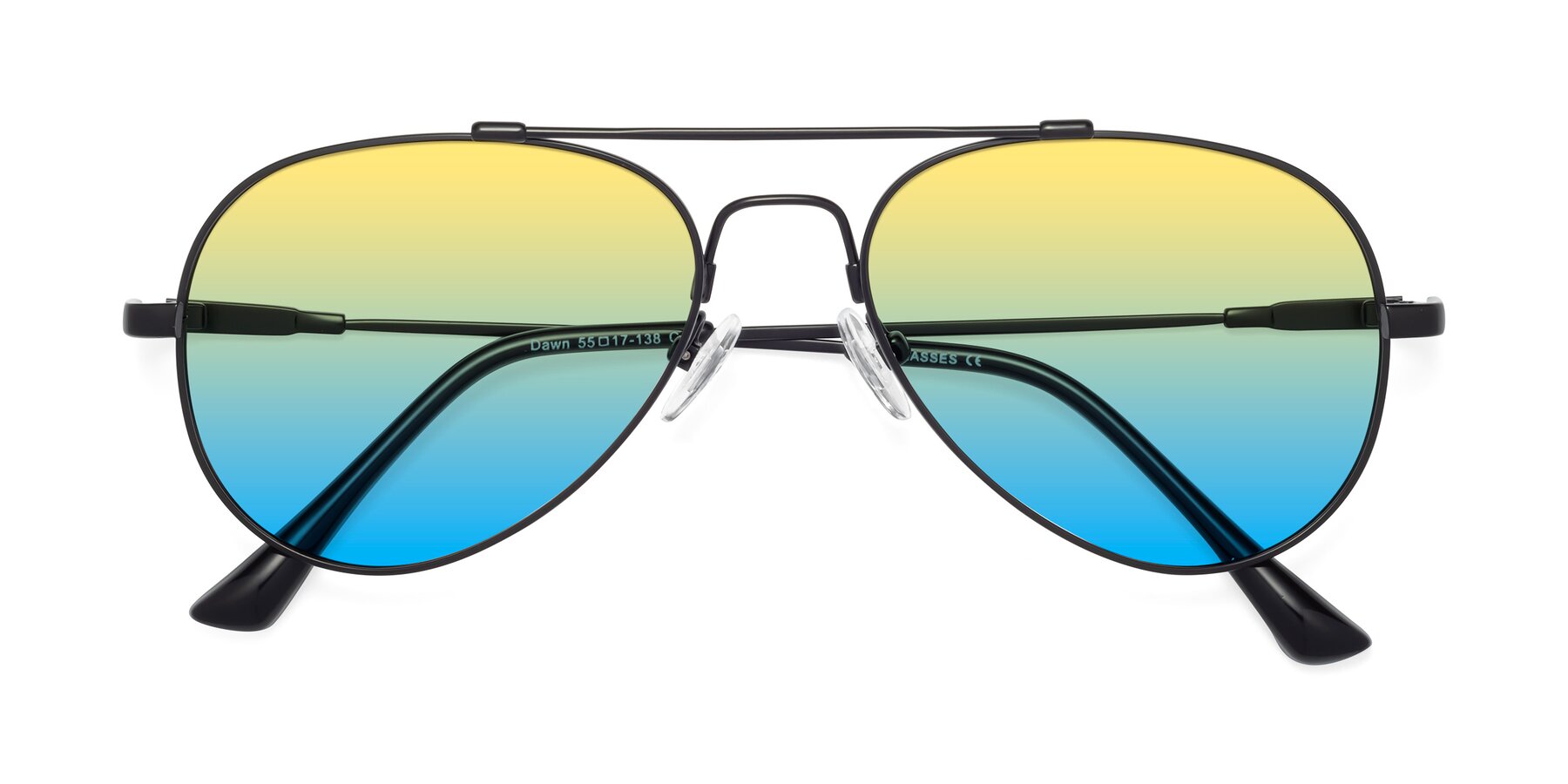 Folded Front of Dawn in Black with Yellow / Blue Gradient Lenses