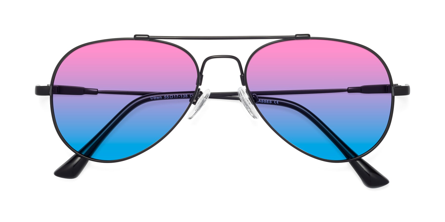 Folded Front of Dawn in Black with Pink / Blue Gradient Lenses