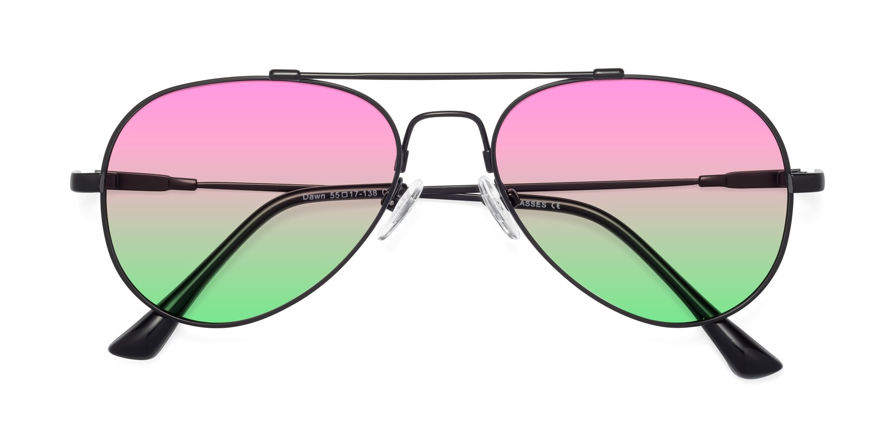 Folded Front of Dawn in Black with Pink / Green Gradient Lenses