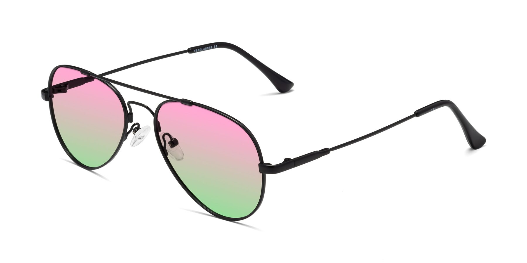 Angle of Dawn in Black with Pink / Green Gradient Lenses