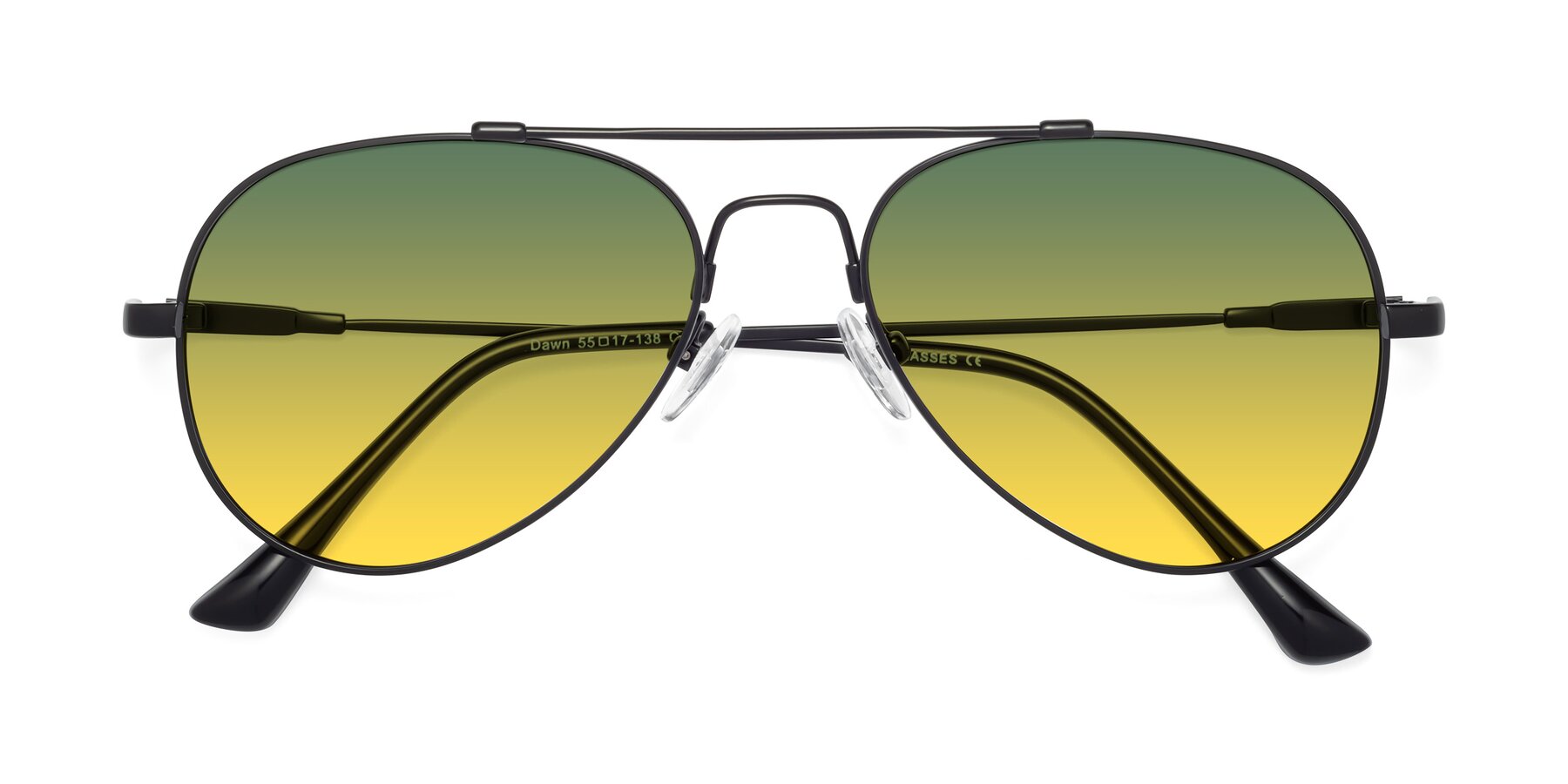 Folded Front of Dawn in Black with Green / Yellow Gradient Lenses