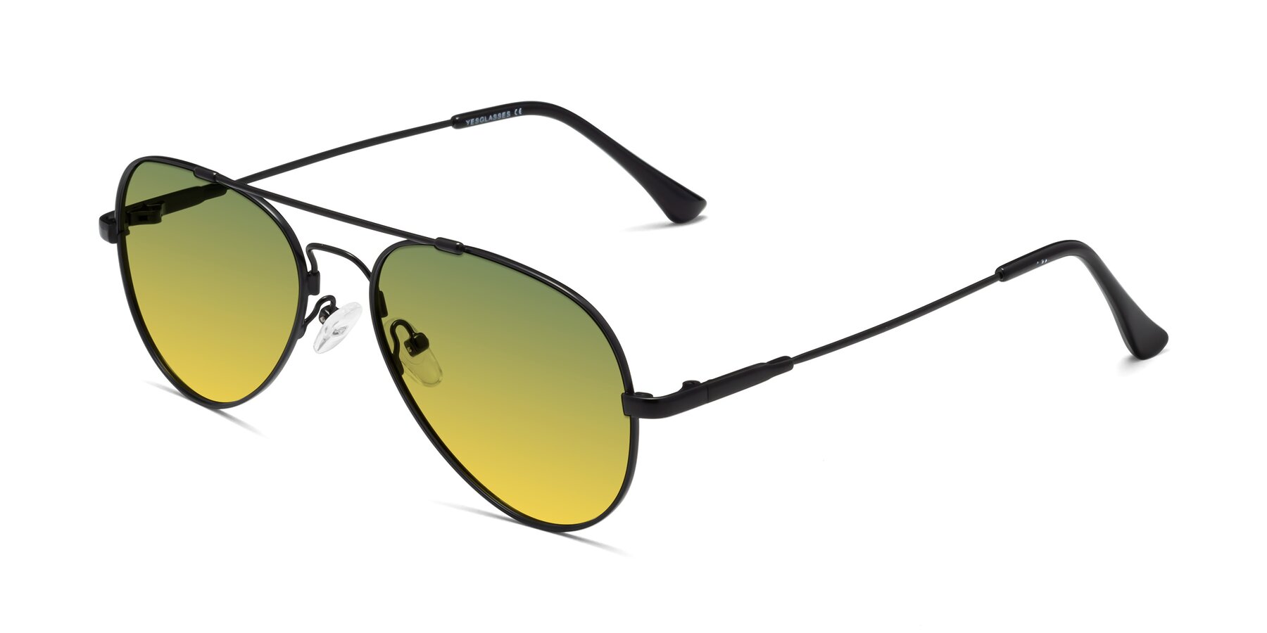 Angle of Dawn in Black with Green / Yellow Gradient Lenses