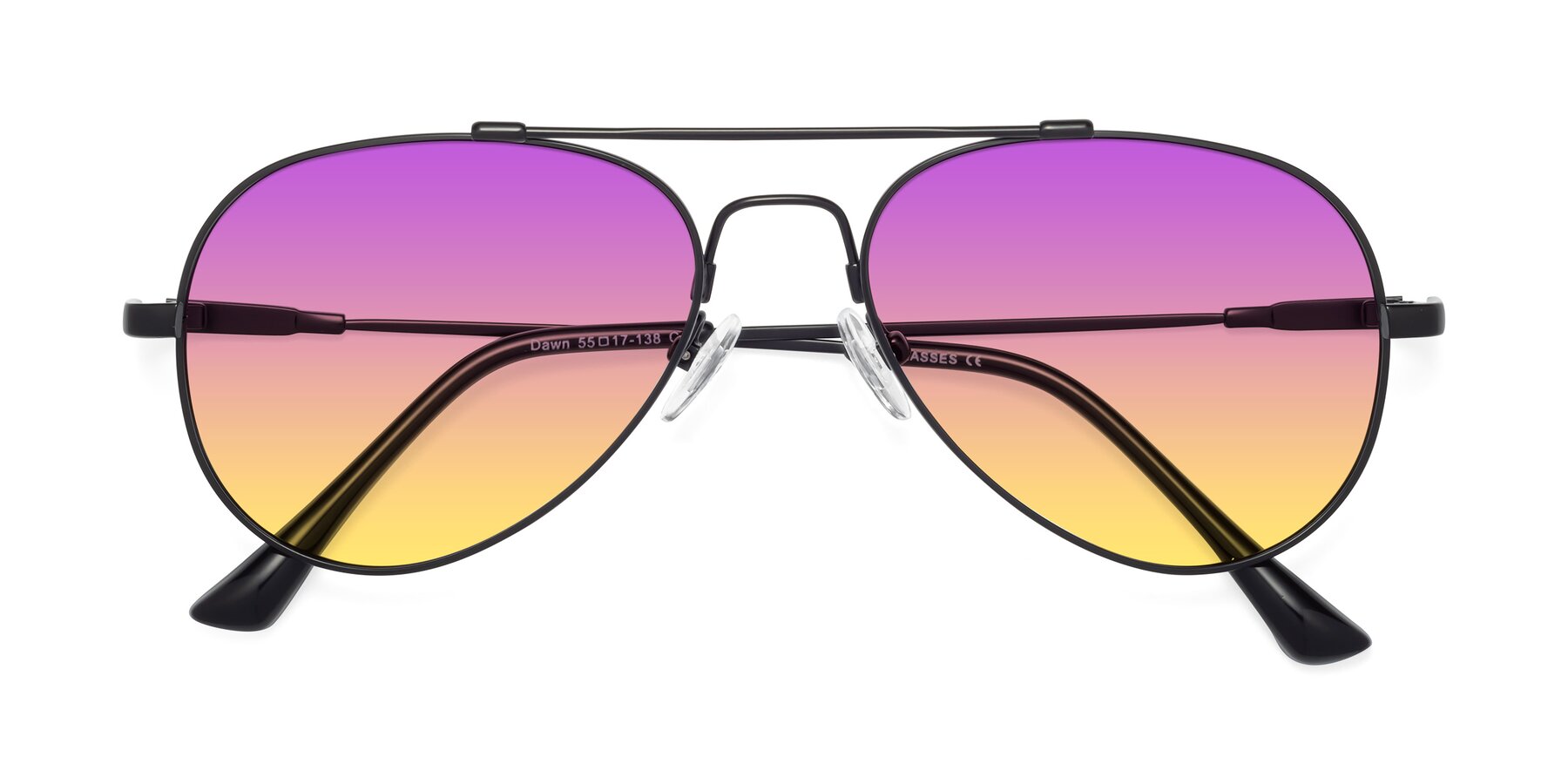 Folded Front of Dawn in Black with Purple / Yellow Gradient Lenses