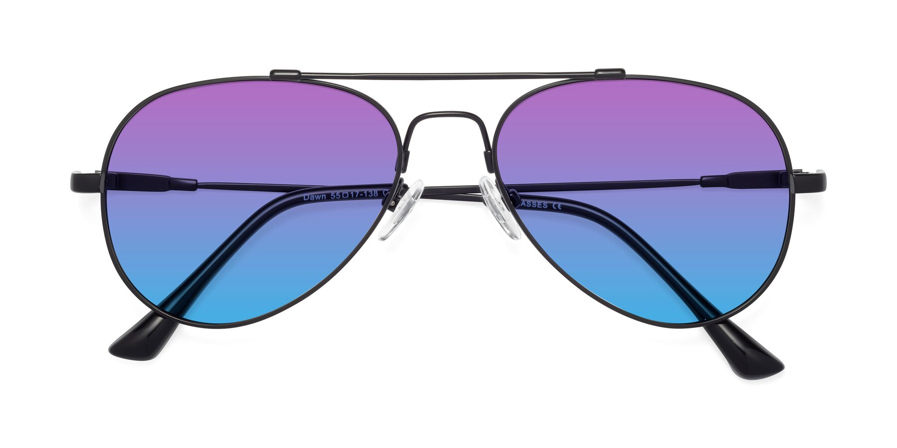 Folded Front of Dawn in Black with Purple / Blue Gradient Lenses