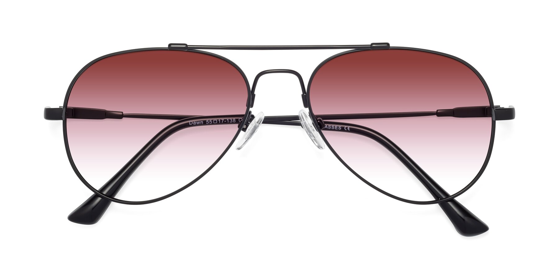 Folded Front of Dawn in Black with Garnet Gradient Lenses