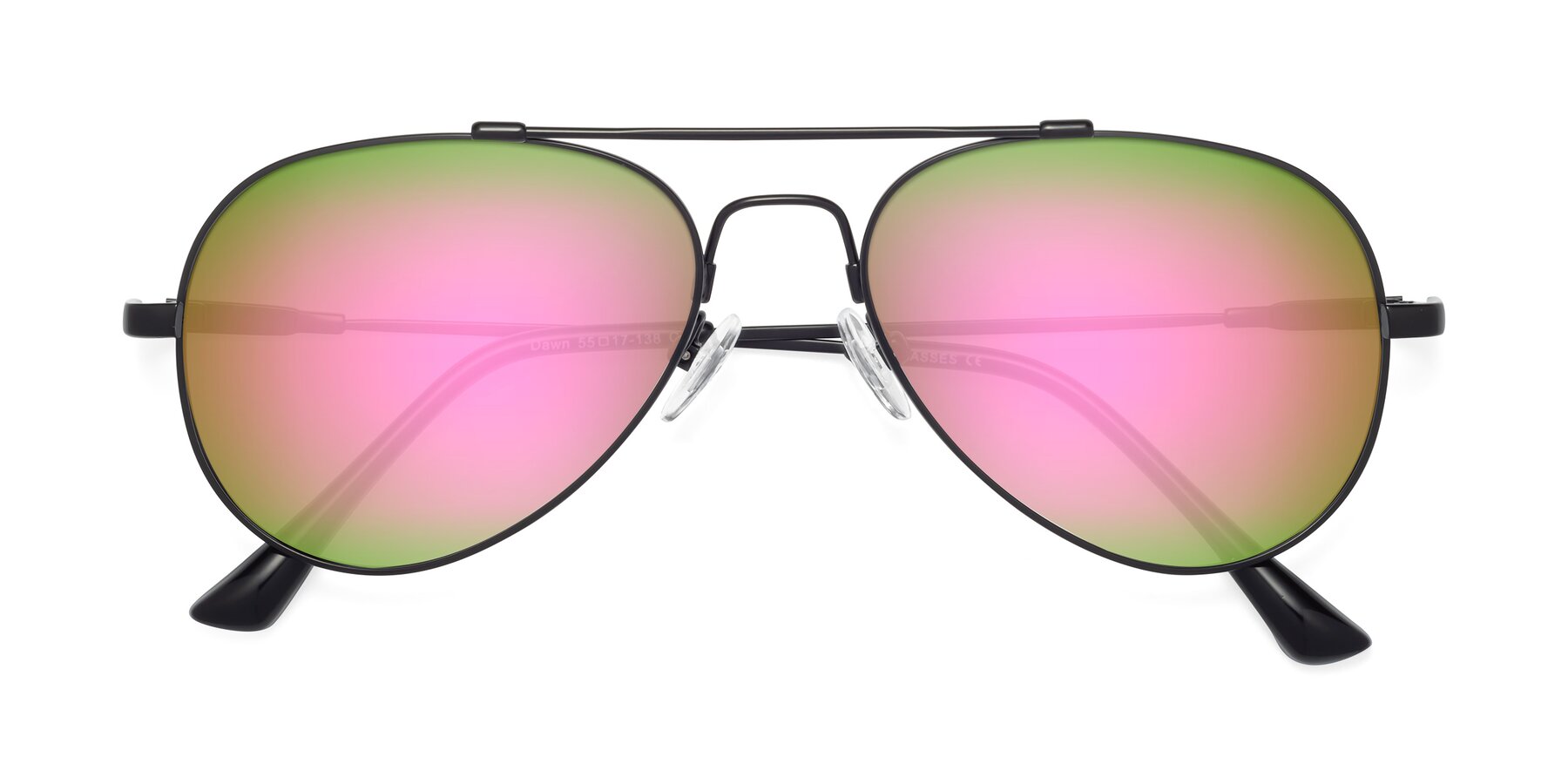 Folded Front of Dawn in Black with Pink Mirrored Lenses