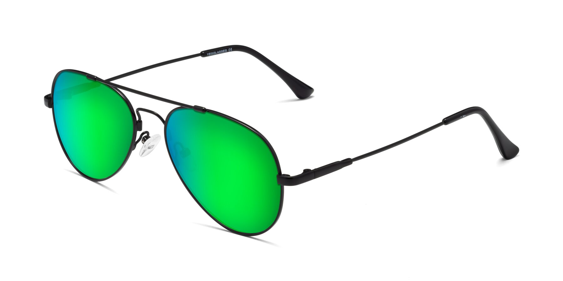 Angle of Dawn in Black with Green Mirrored Lenses