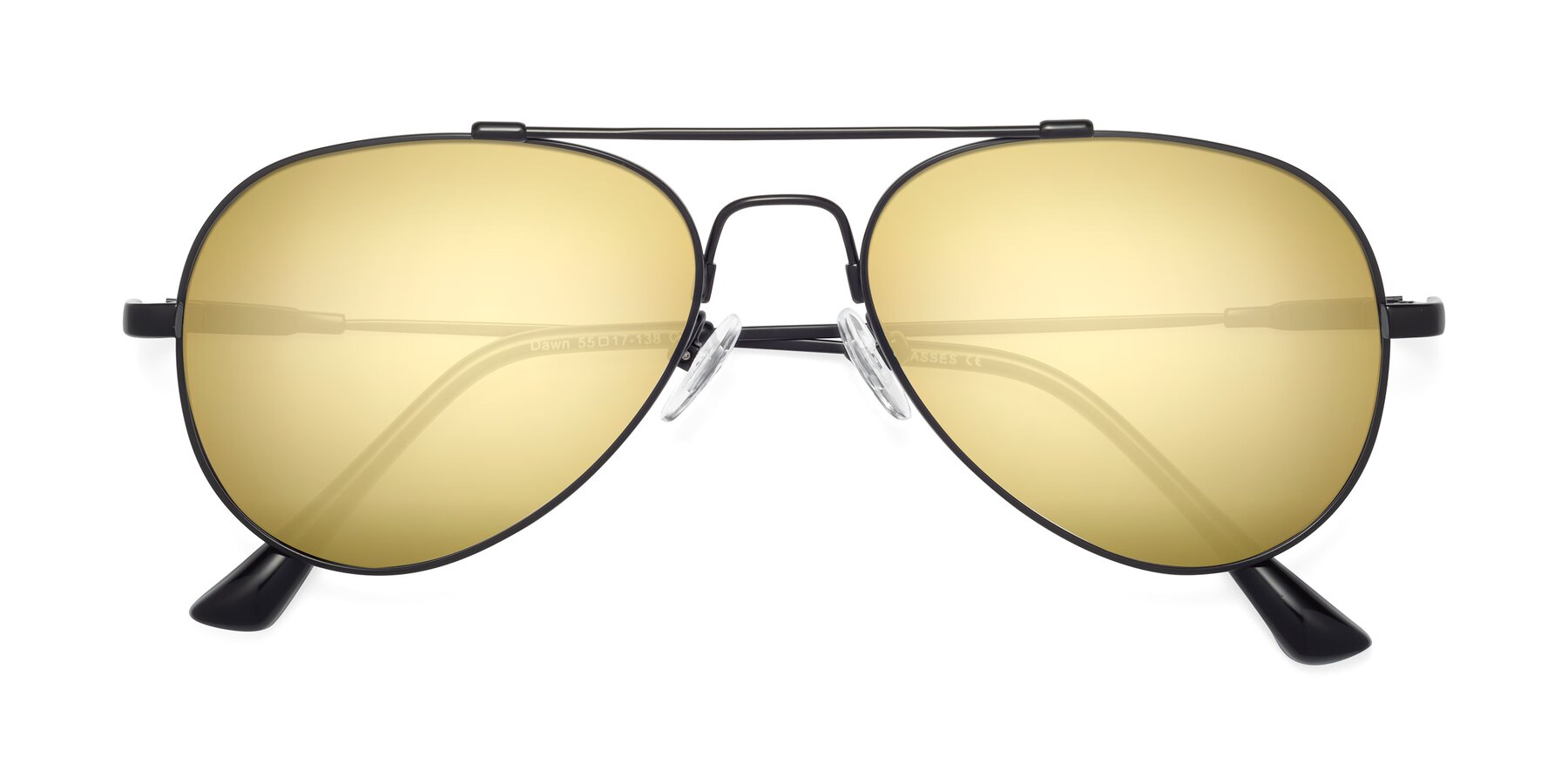 Folded Front of Dawn in Black with Gold Mirrored Lenses