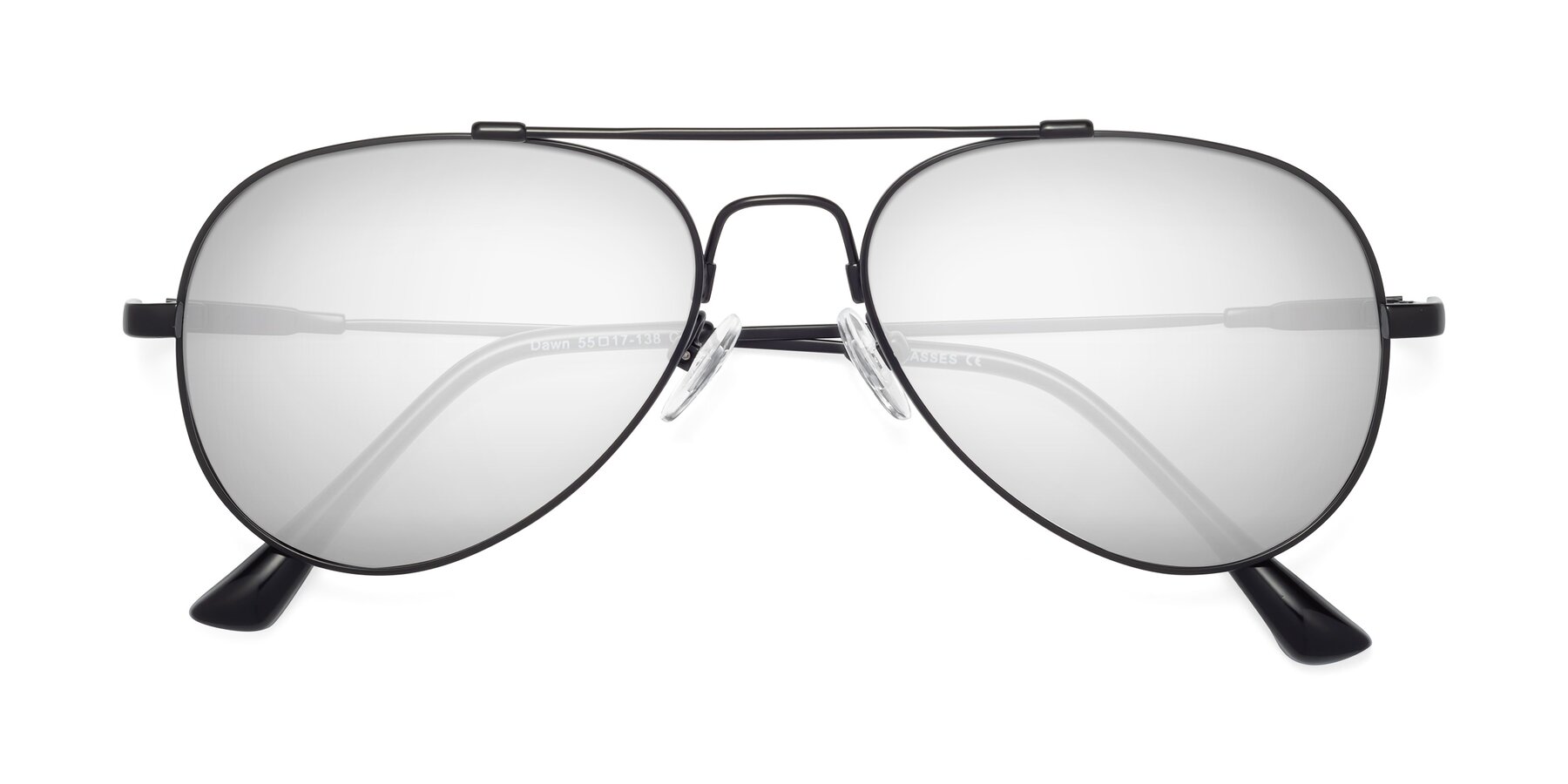 Folded Front of Dawn in Black with Silver Mirrored Lenses