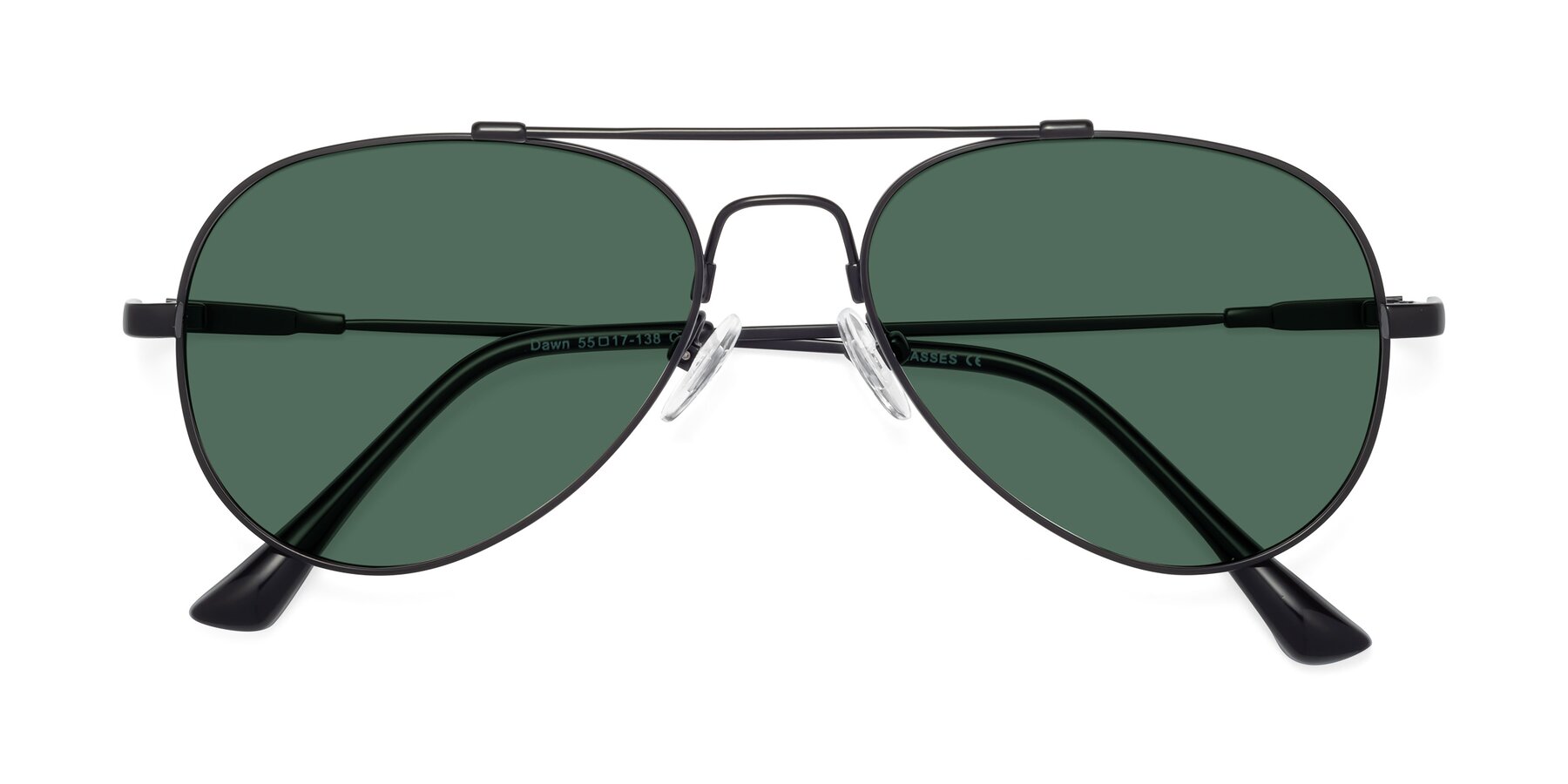 Folded Front of Dawn in Black with Green Polarized Lenses