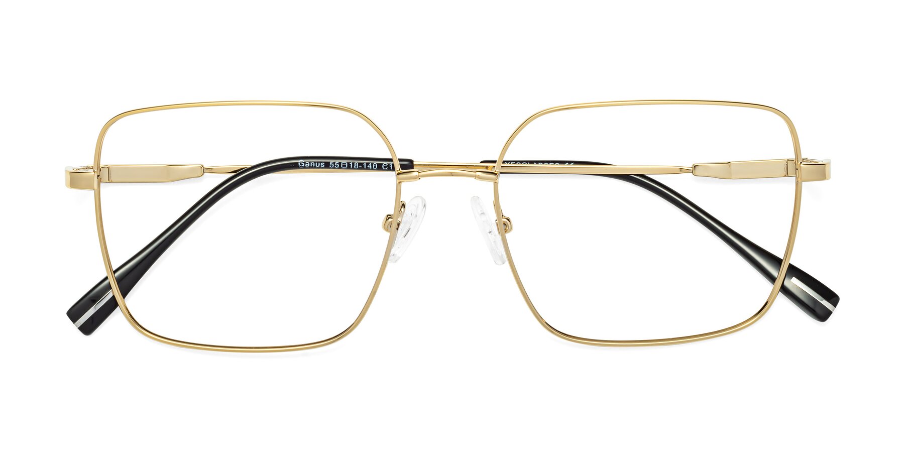 Folded Front of Ganus in Gold with Clear Reading Eyeglass Lenses