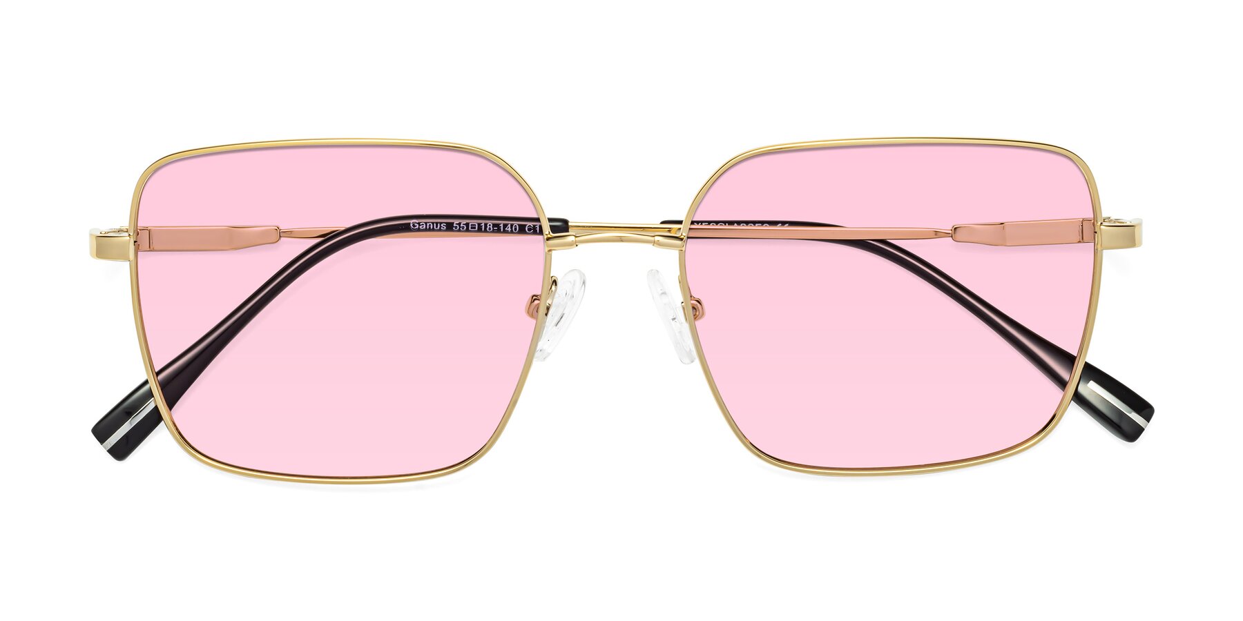 Folded Front of Ganus in Gold with Light Pink Tinted Lenses