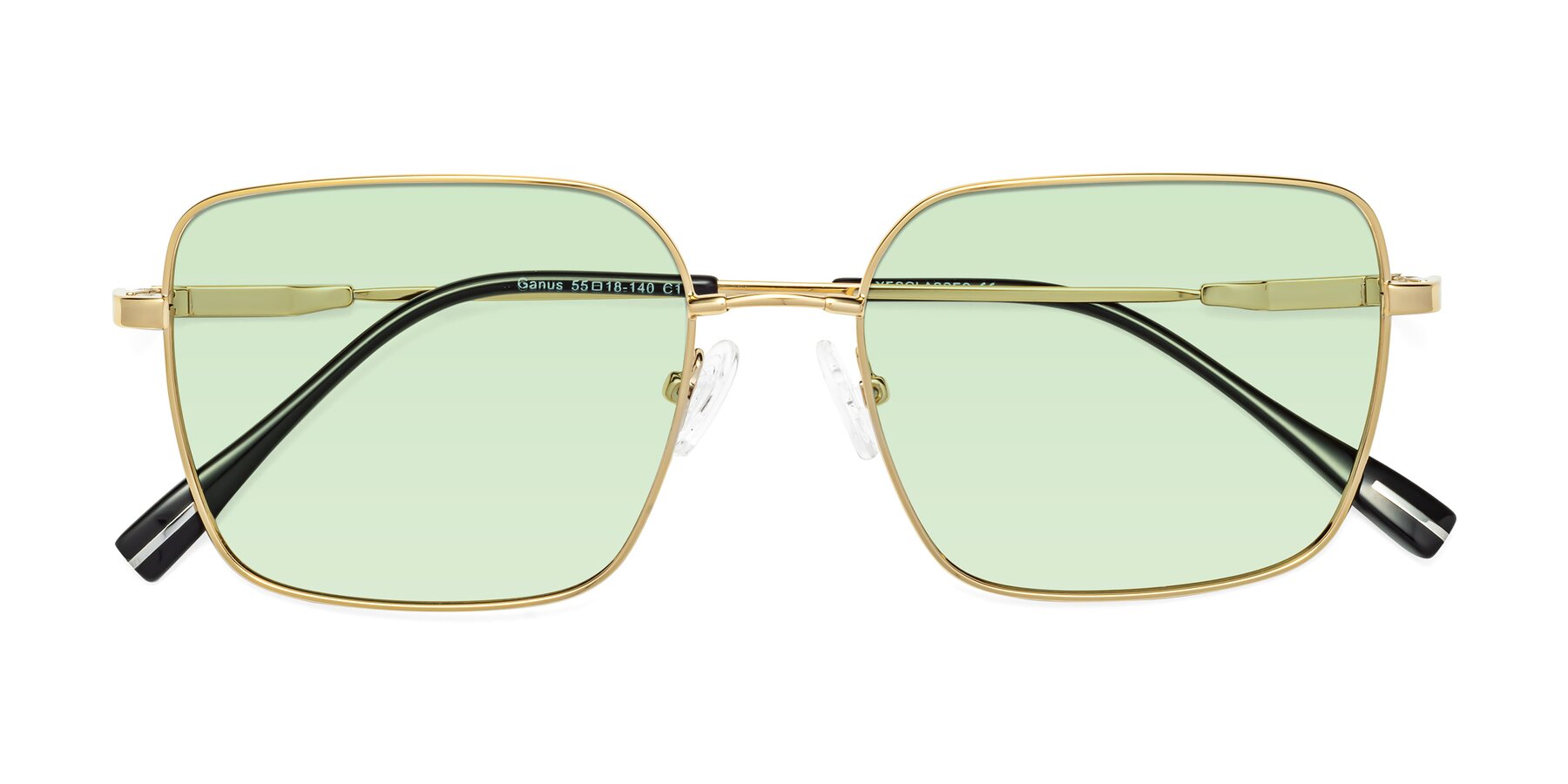 Folded Front of Ganus in Gold with Light Green Tinted Lenses