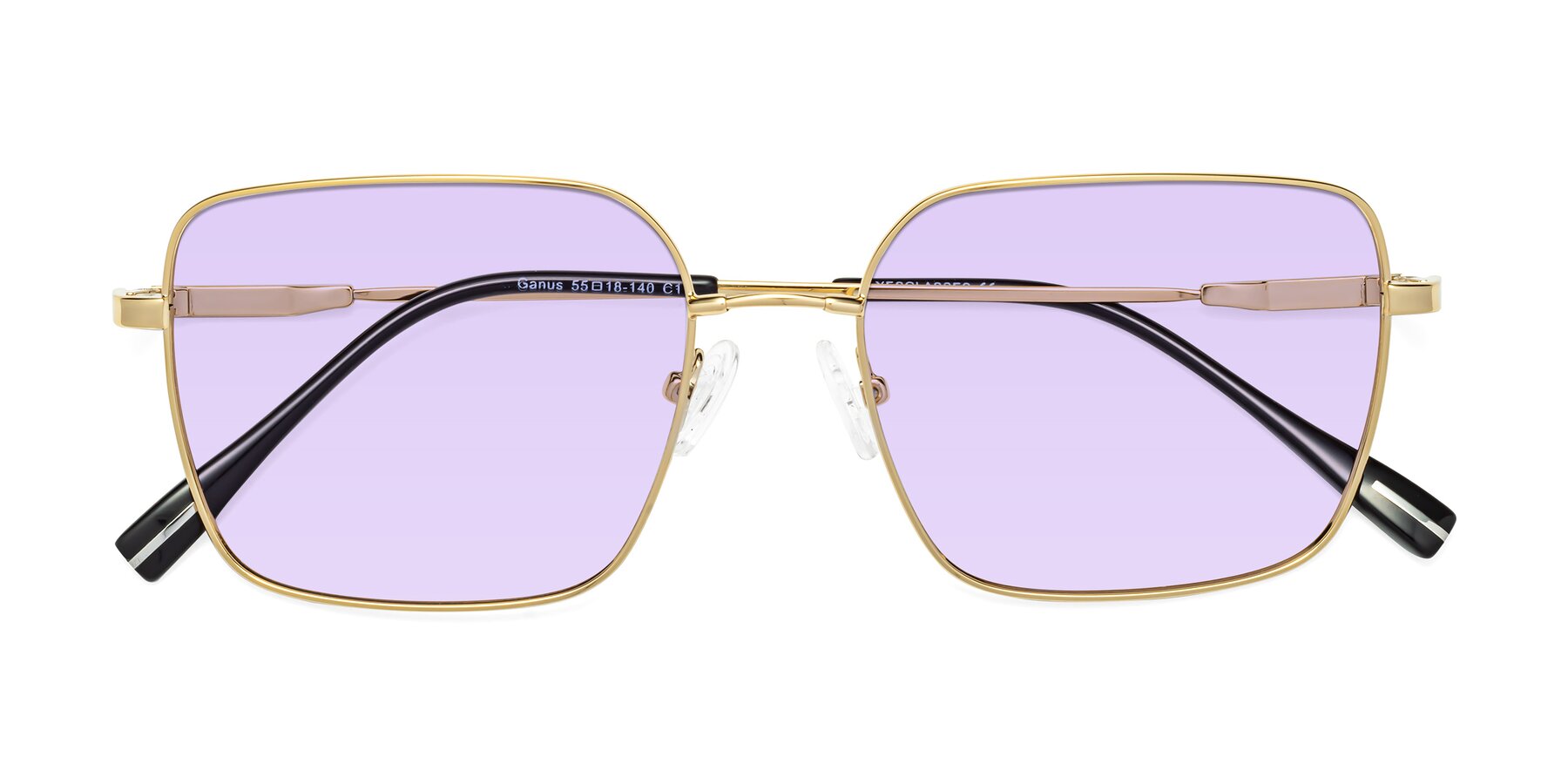 Folded Front of Ganus in Gold with Light Purple Tinted Lenses
