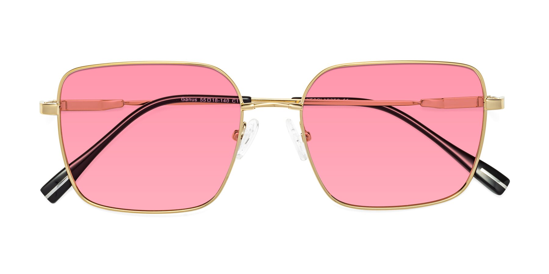 Folded Front of Ganus in Gold with Pink Tinted Lenses