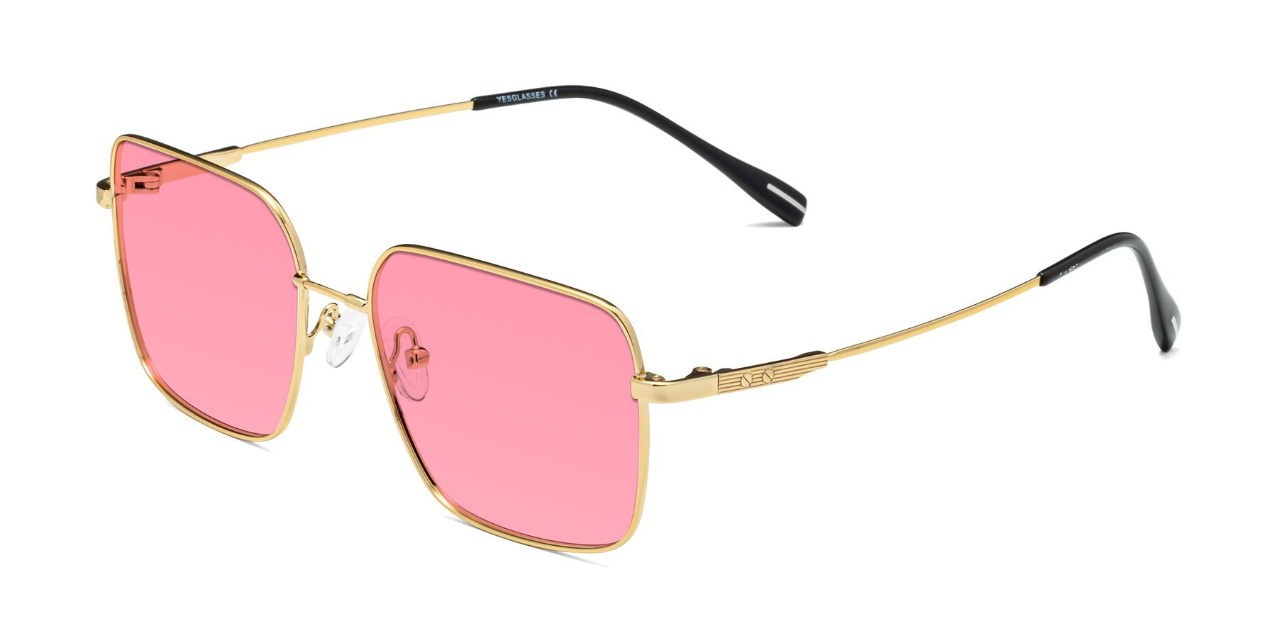 Angle of Ganus in Gold with Pink Tinted Lenses