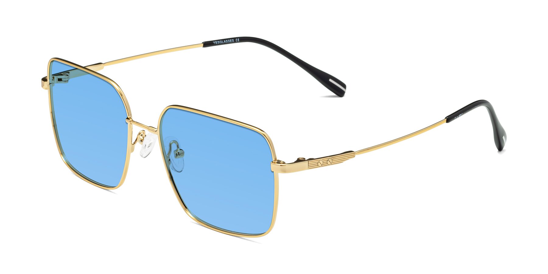 Angle of Ganus in Gold with Medium Blue Tinted Lenses
