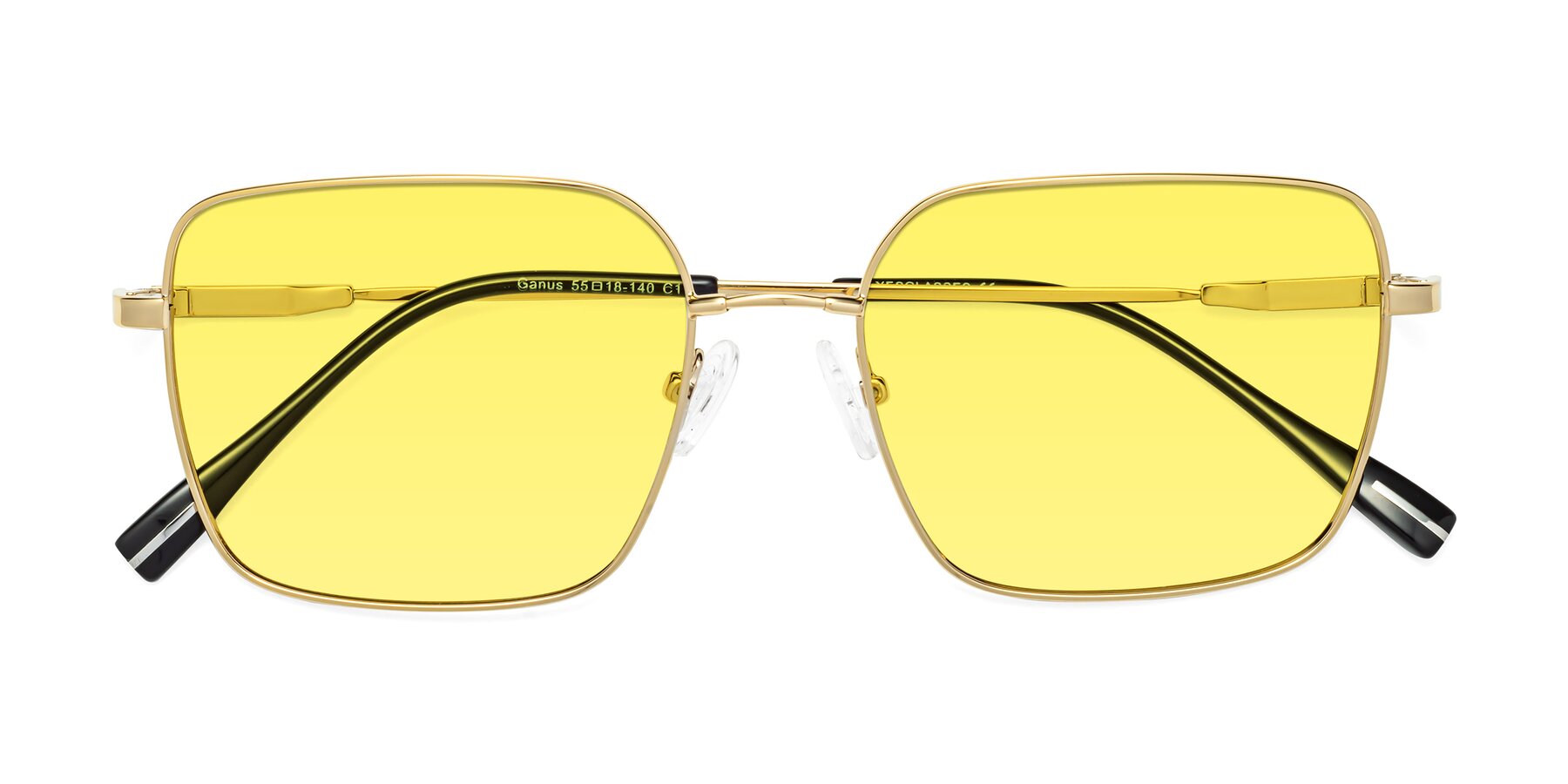 Folded Front of Ganus in Gold with Medium Yellow Tinted Lenses