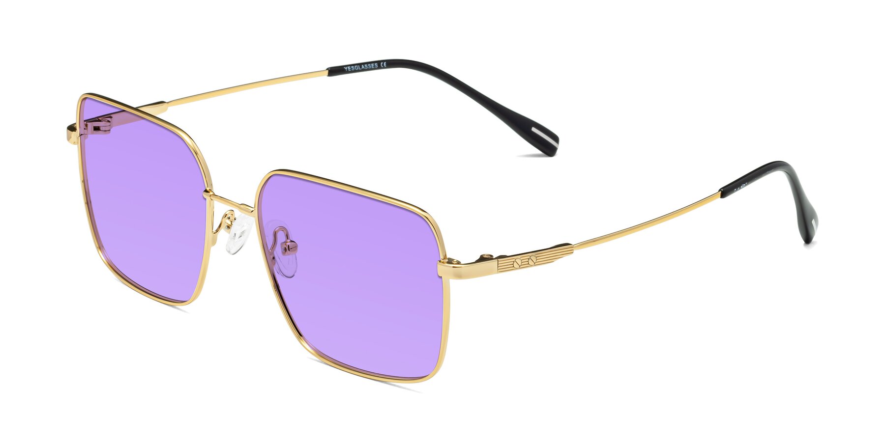 Angle of Ganus in Gold with Medium Purple Tinted Lenses
