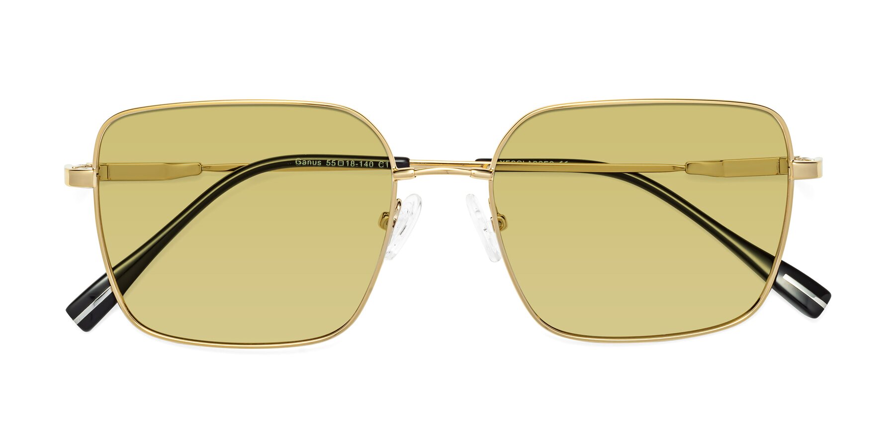Folded Front of Ganus in Gold with Medium Champagne Tinted Lenses