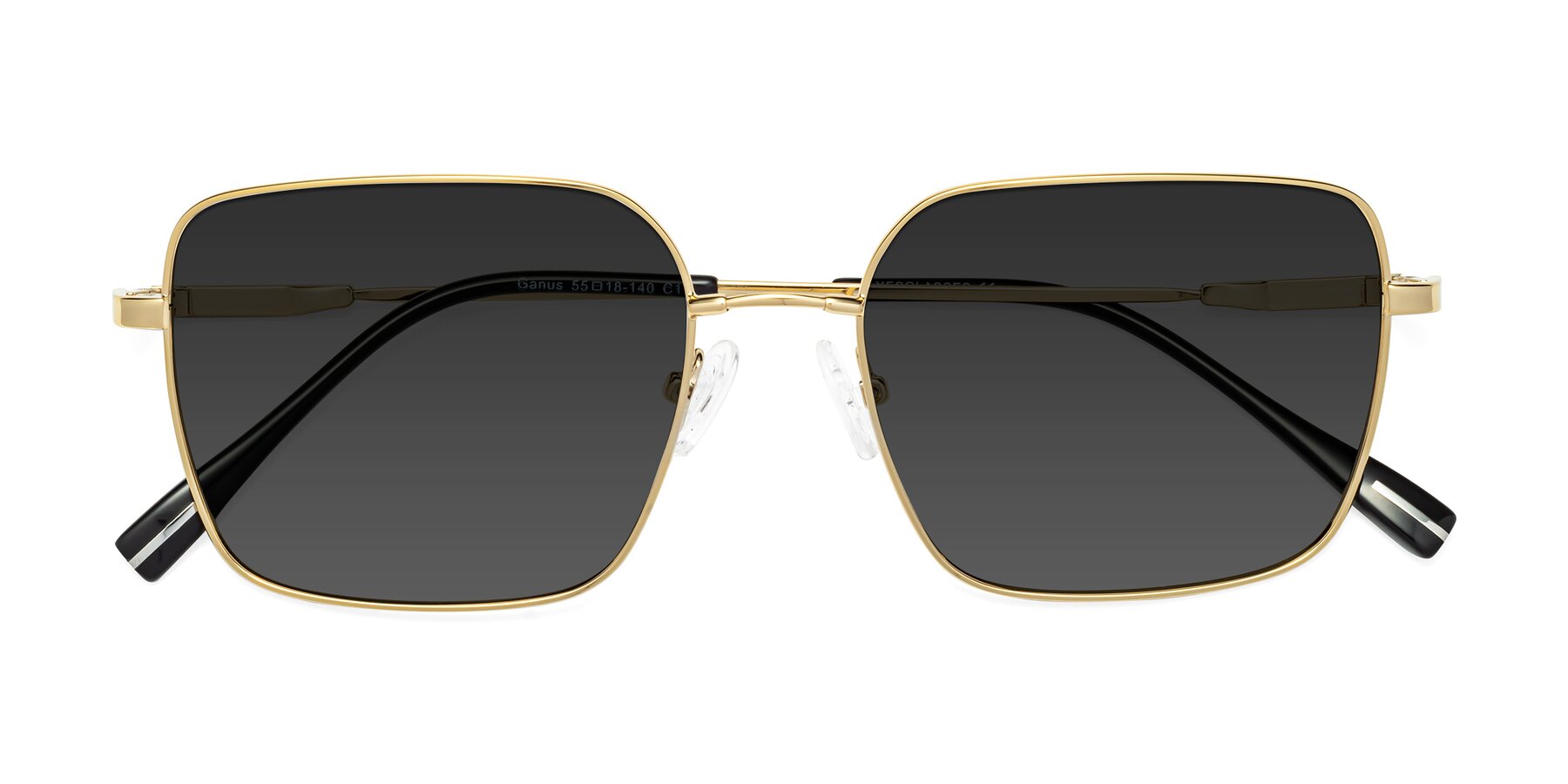 Folded Front of Ganus in Gold with Gray Tinted Lenses