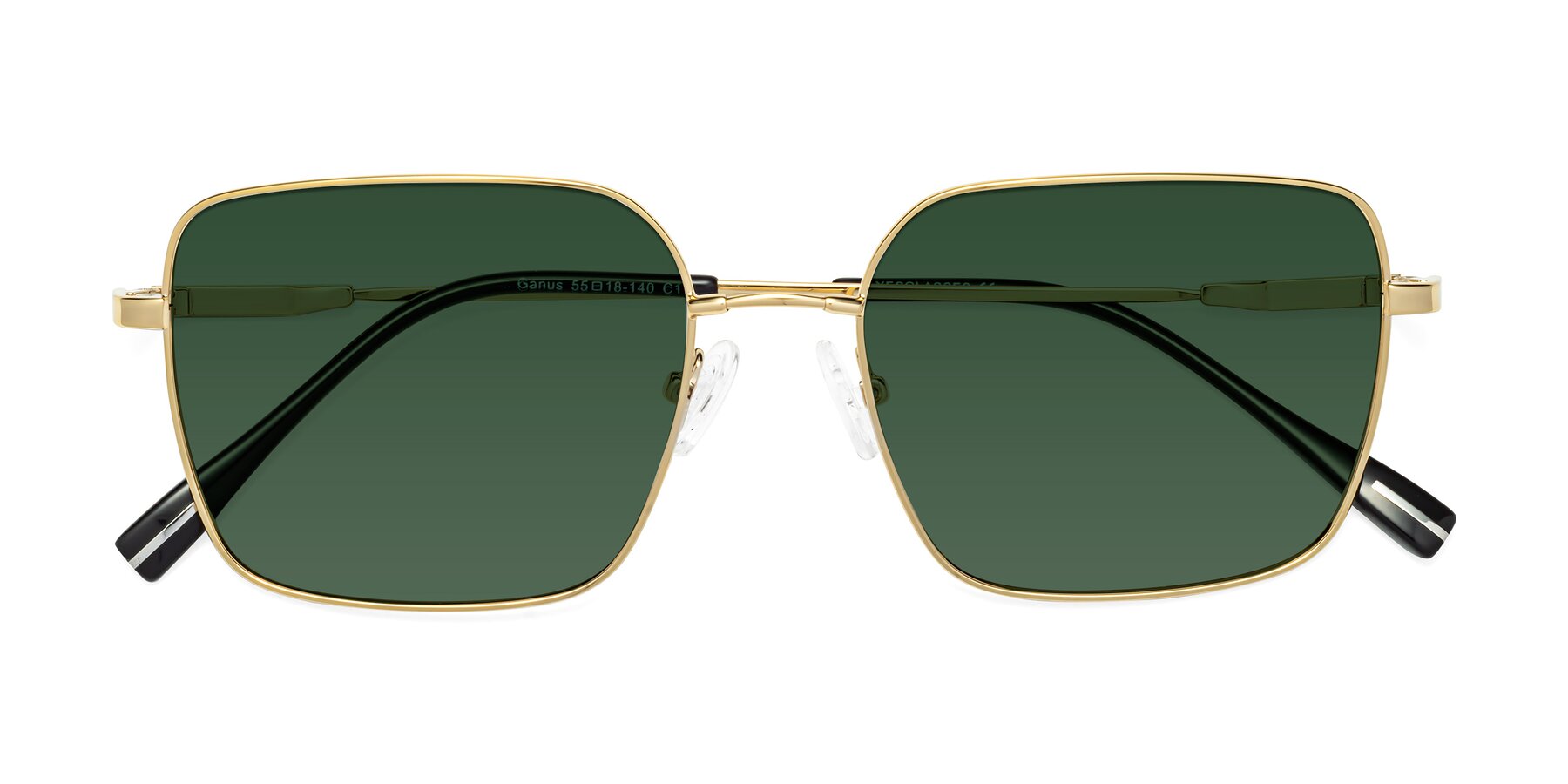 Folded Front of Ganus in Gold with Green Tinted Lenses