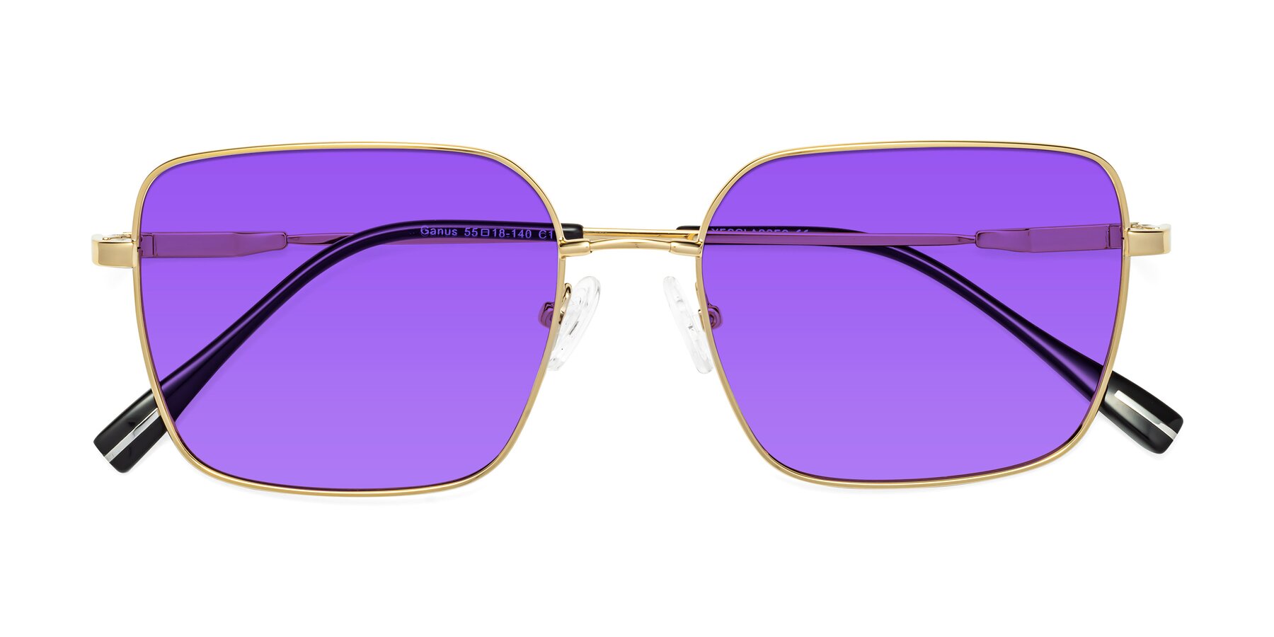 Folded Front of Ganus in Gold with Purple Tinted Lenses