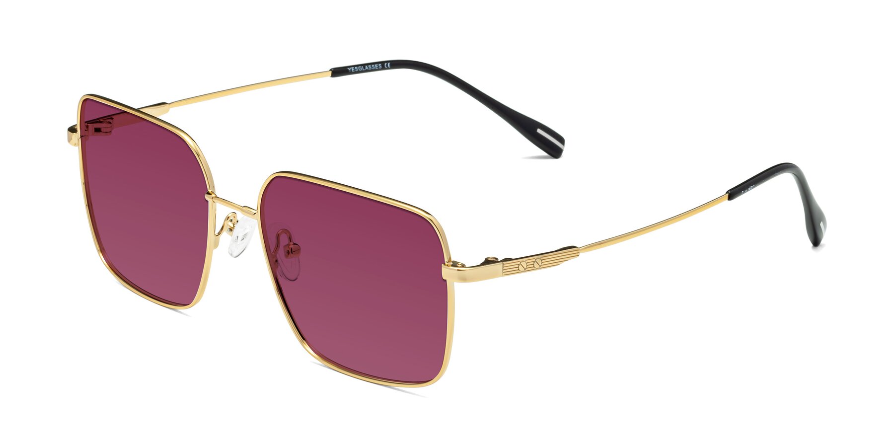 Angle of Ganus in Gold with Wine Tinted Lenses