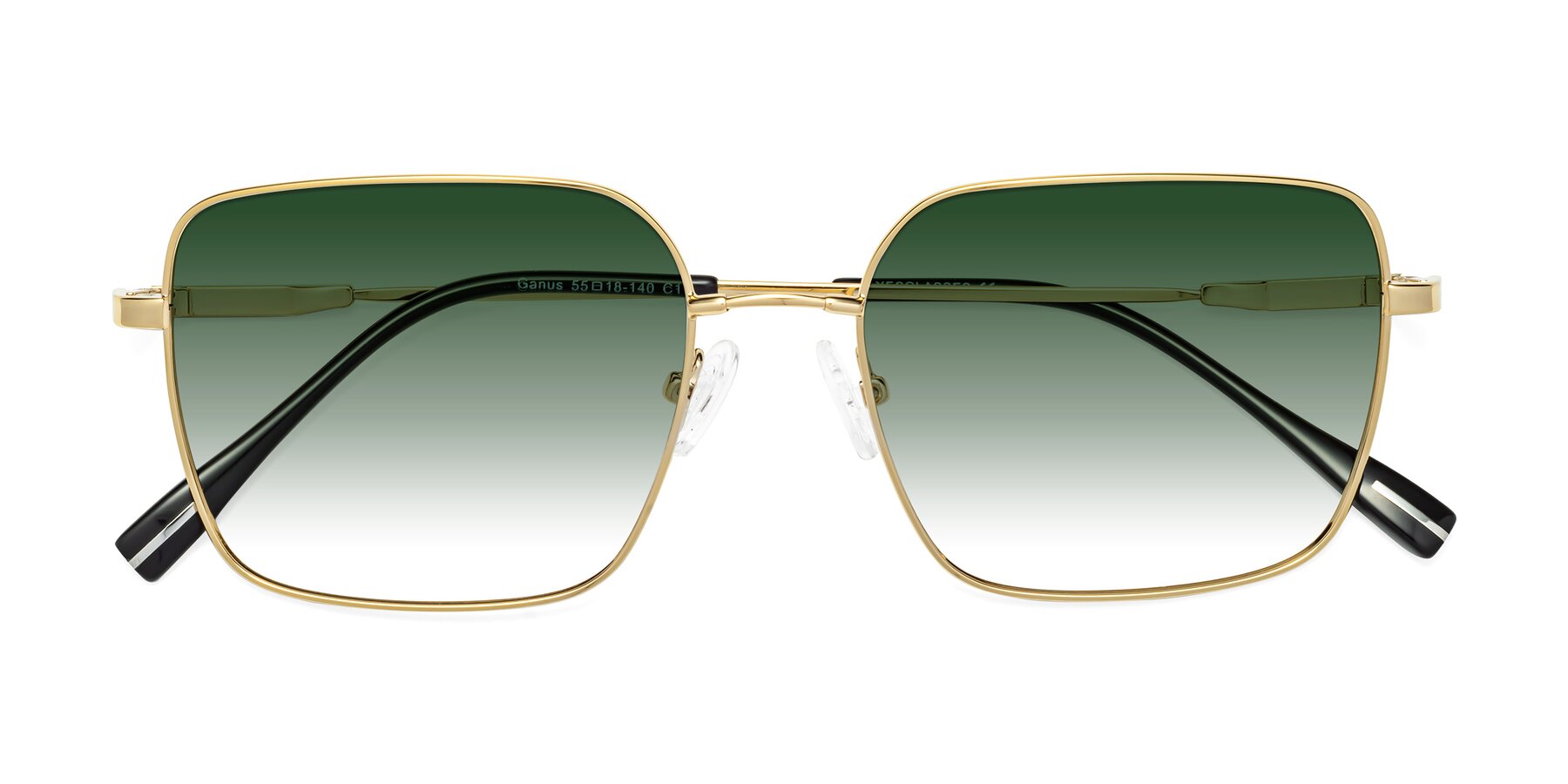 Folded Front of Ganus in Gold with Green Gradient Lenses